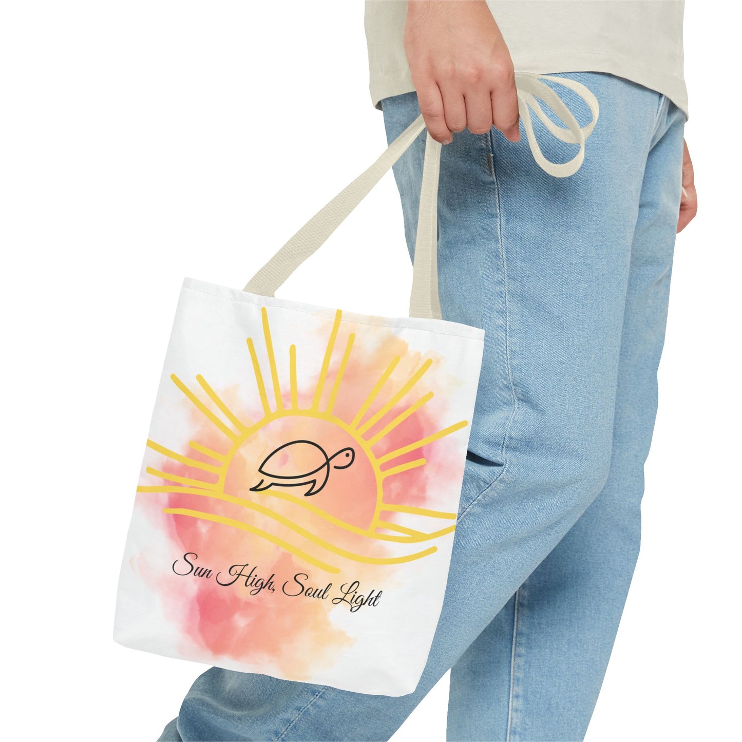 Sun High Tote Bag - Inspirational Turtle Design for Beach Lovers
