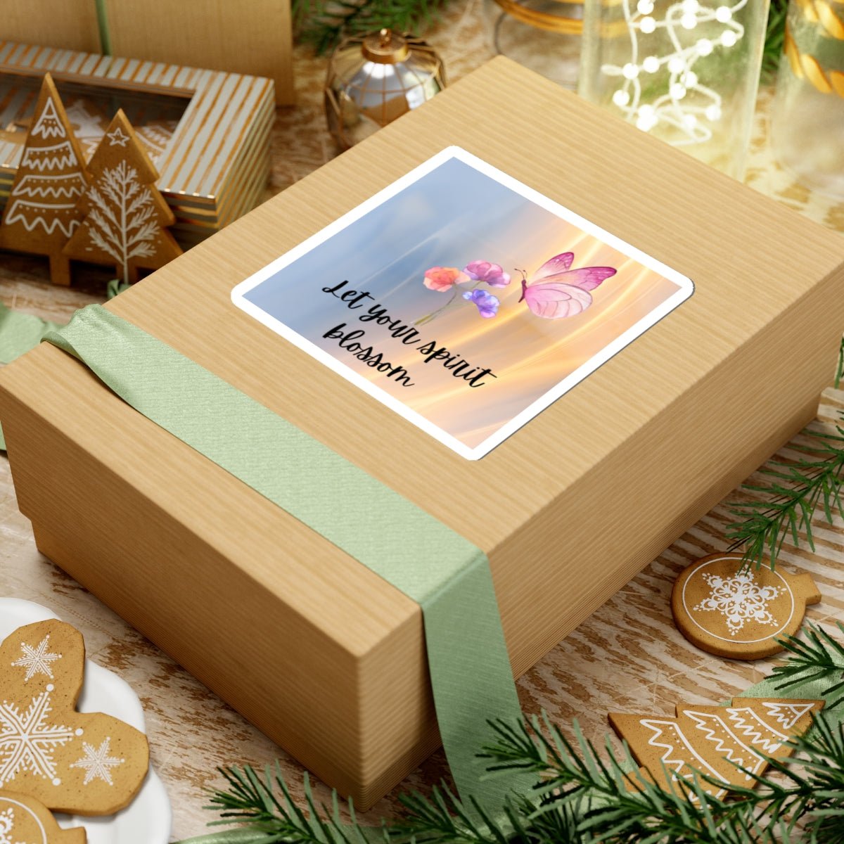 Inspirational Kiss-Cut Stickers - "Let Your Spirit Blossom" Floral Design