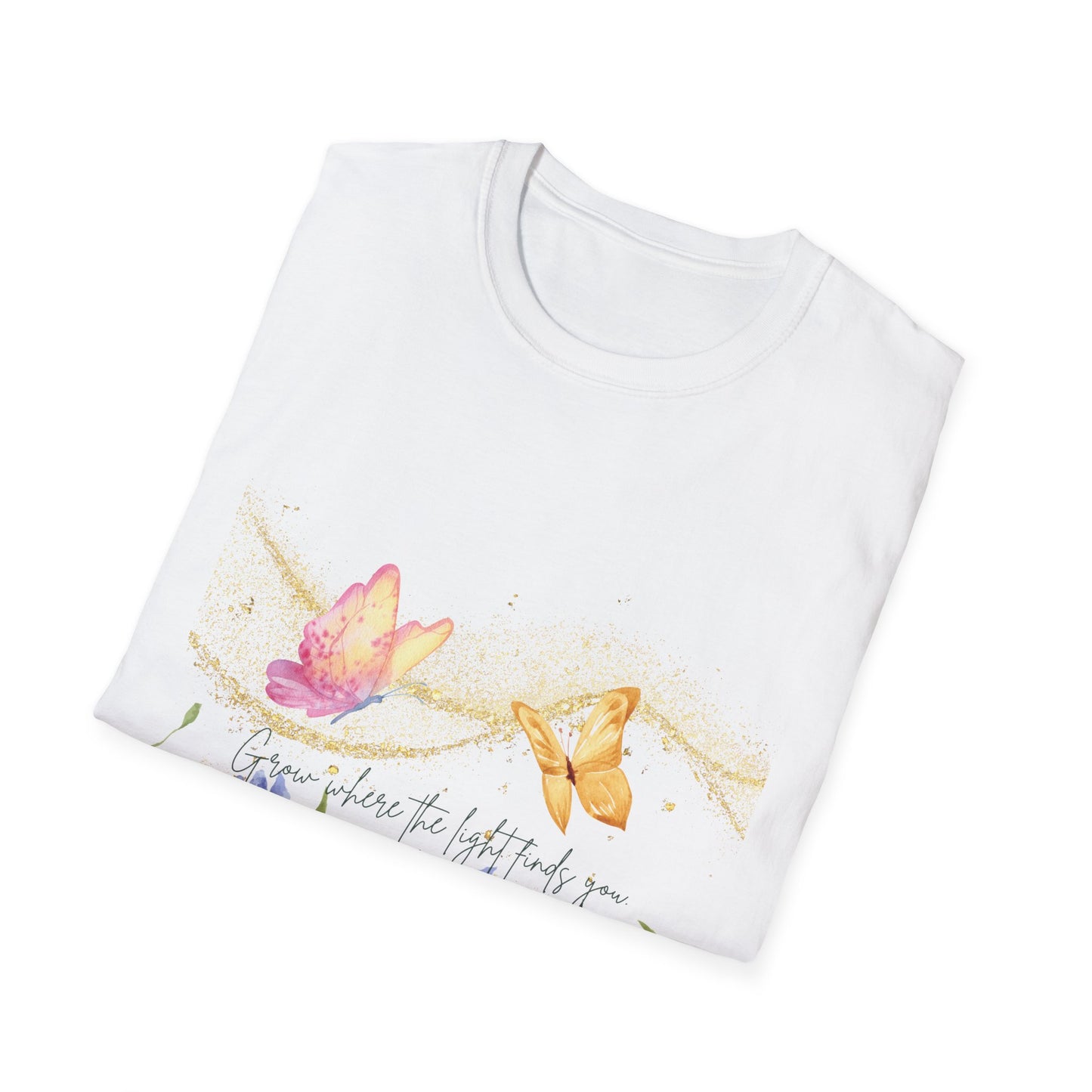 Butterfly Blossom Unisex Softstyle T-Shirt - Inspirational Floral Design