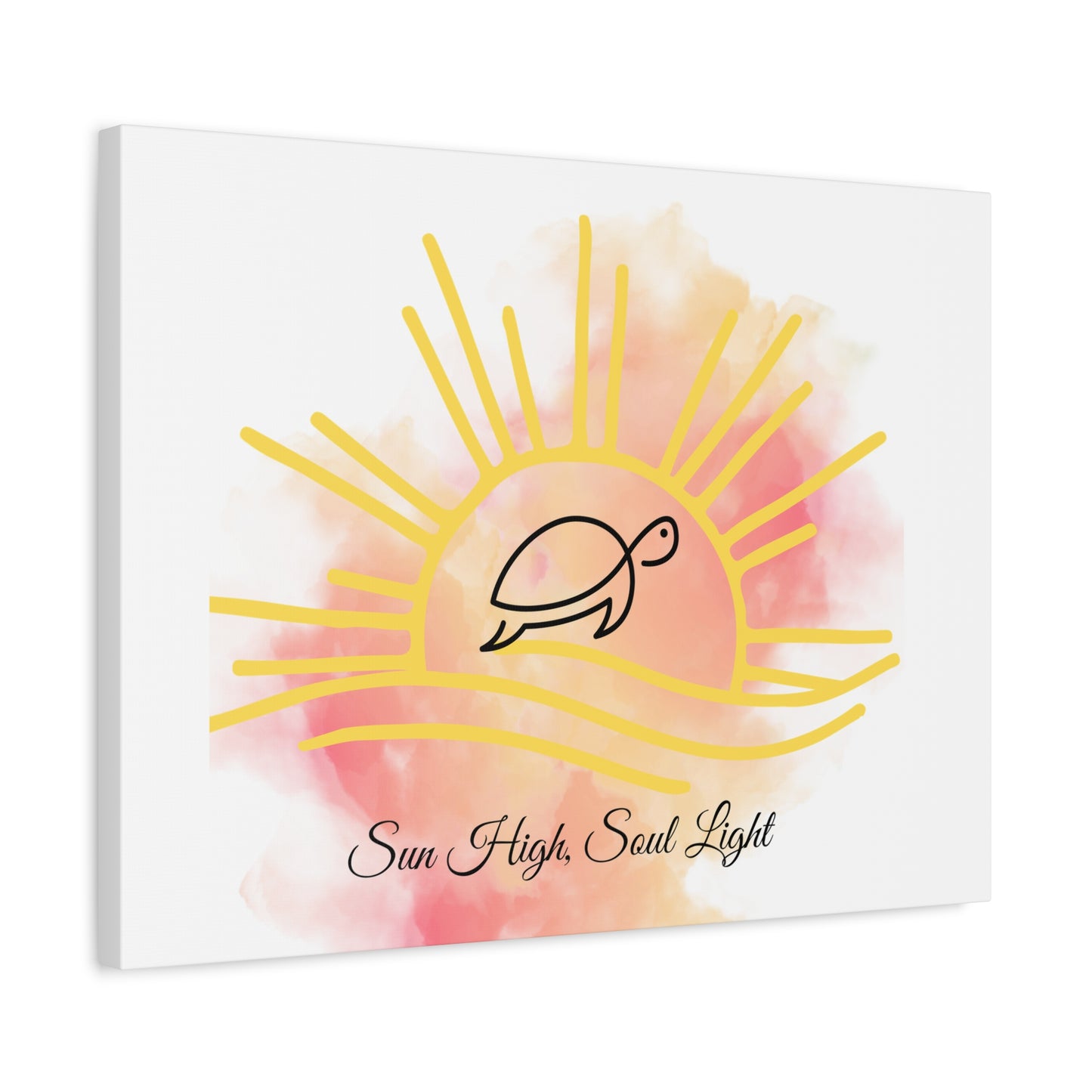 Sun High Soul Light Canvas – Watercolor Turtle & Sunrise Wall Art | Coastal Inspirational Decor