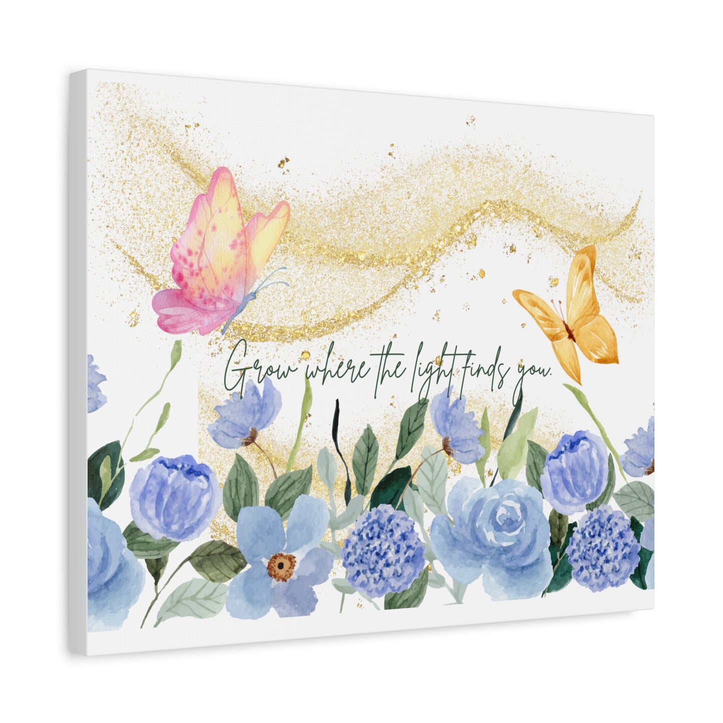 Inspirational Floral Canvas Art - "Grow Where the Light Finds You"