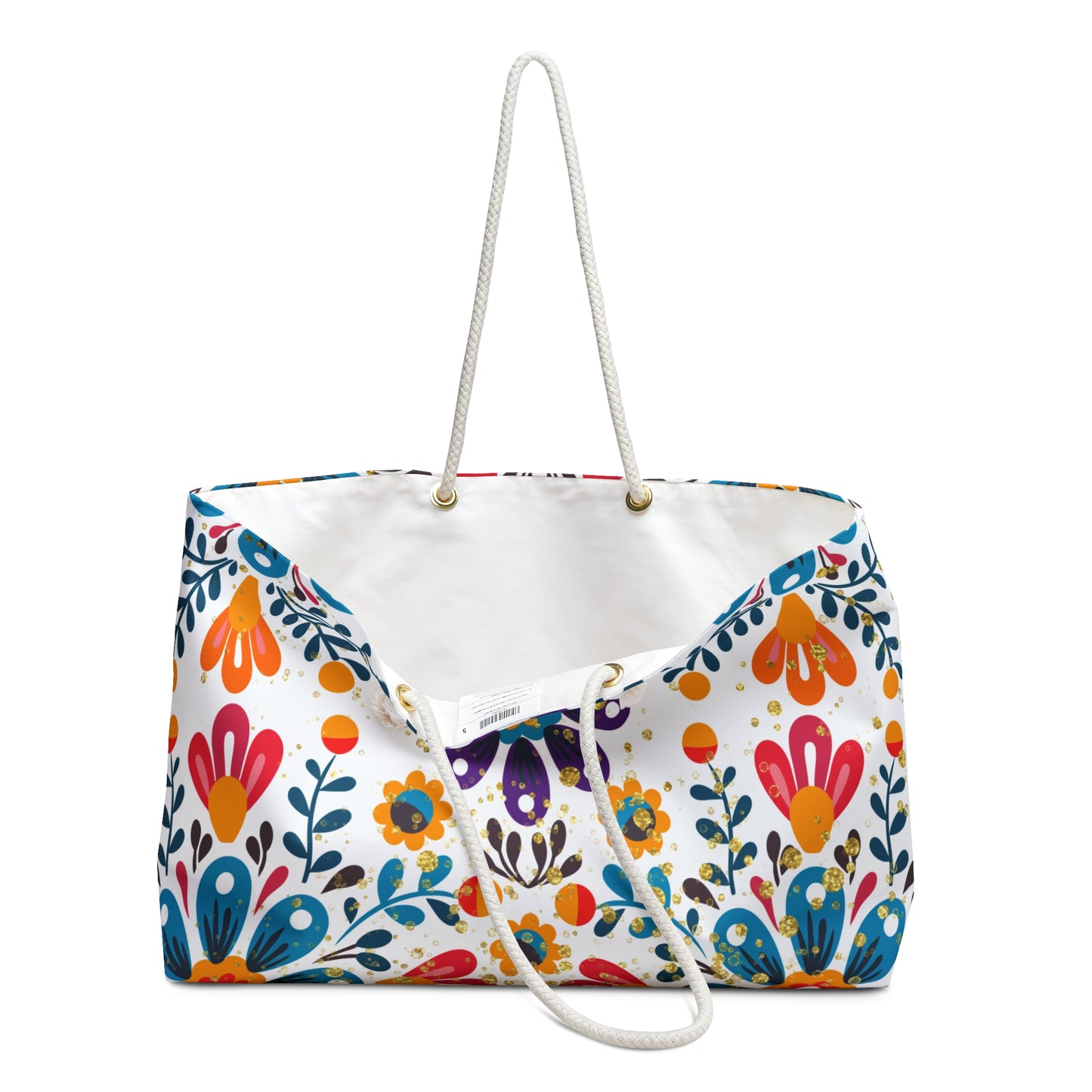Celestial Bloom Beach Boho Folk Floral Weekender Bag – Vibrant Travel Tote | Colorful Canvas Bag by Stardust Cove