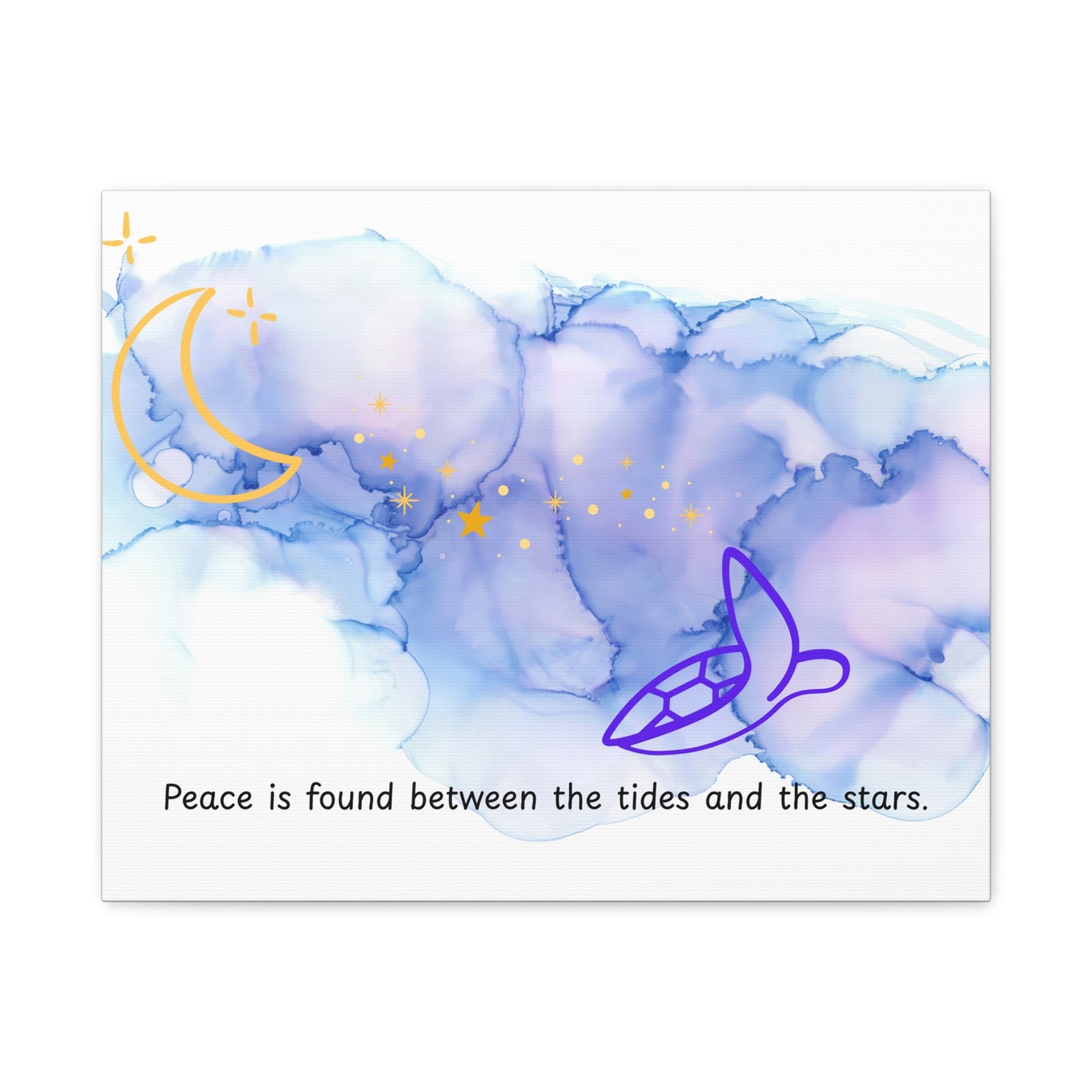 Inspirational Canvas Art - 'Peace is Found Between the Tides and the Stars' Celestial Ocean Canvas Wall Art – Moon, Stars & Tides Quote | Stardust Cove