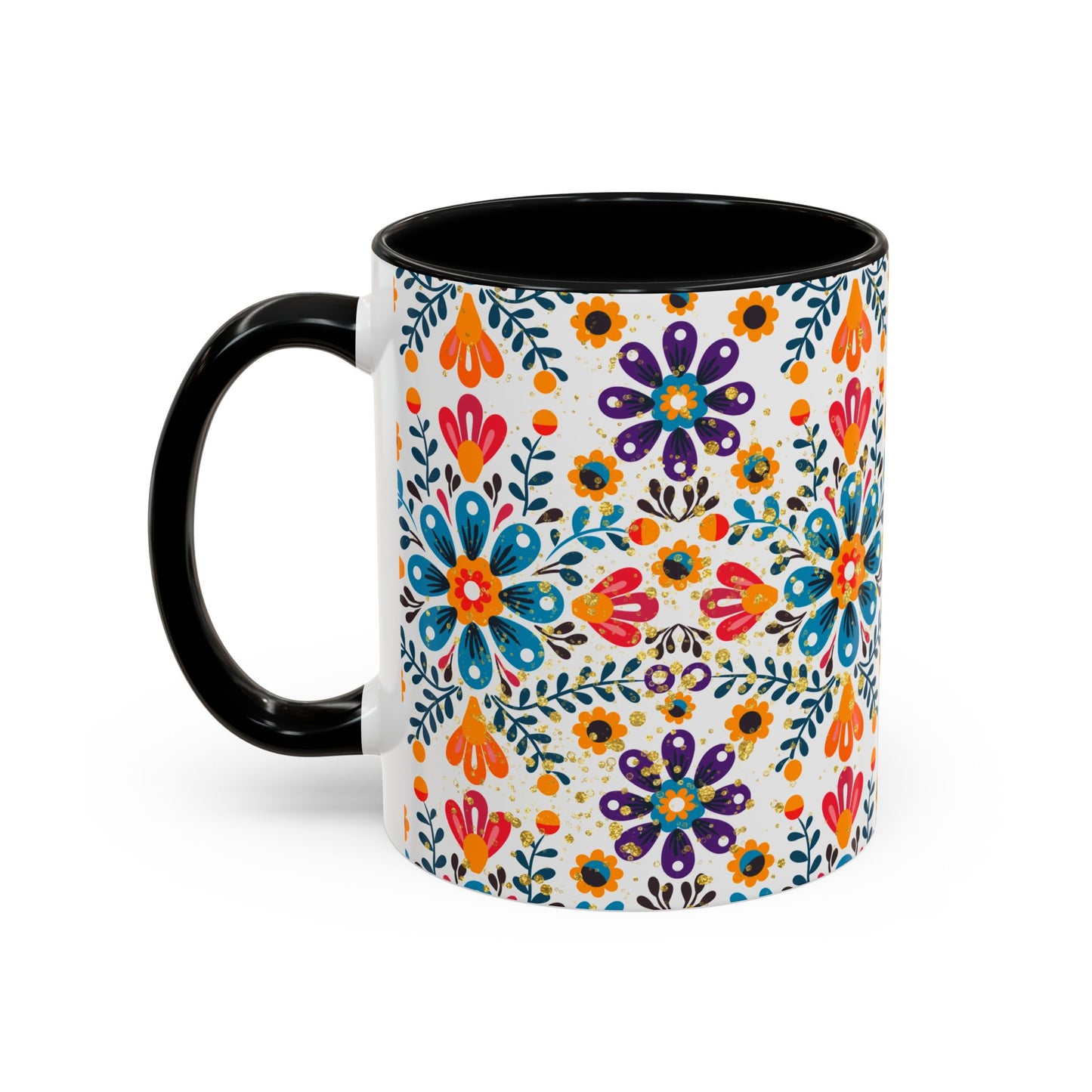 Boho Floral Coffee Mug – Folk Art Accent Mug | Colorful Ceramic Cup by Stardust Cove