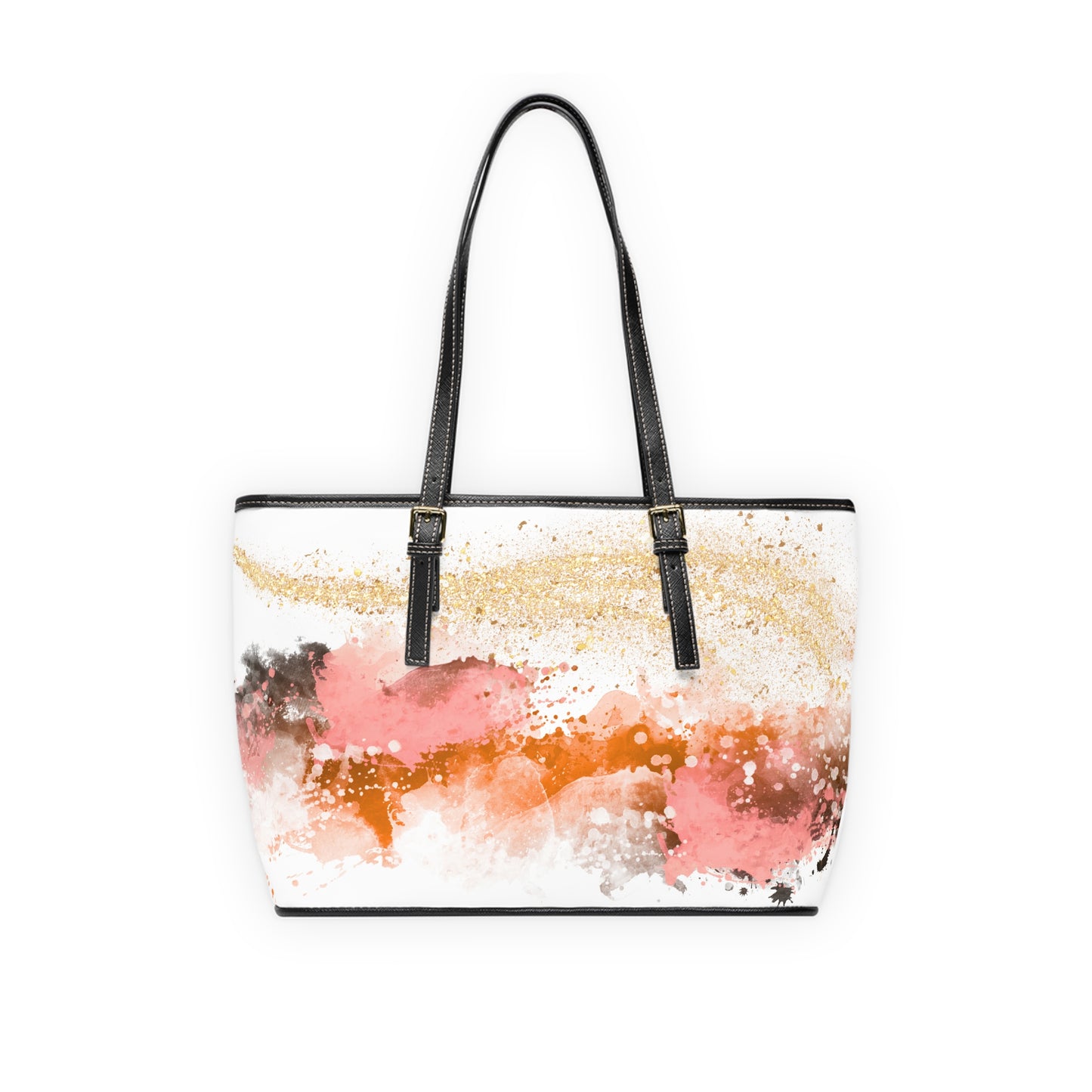 Sunset Watercolor Leather Shoulder Bag – Elegant Artistic Tote – Boho Chic Handbag
