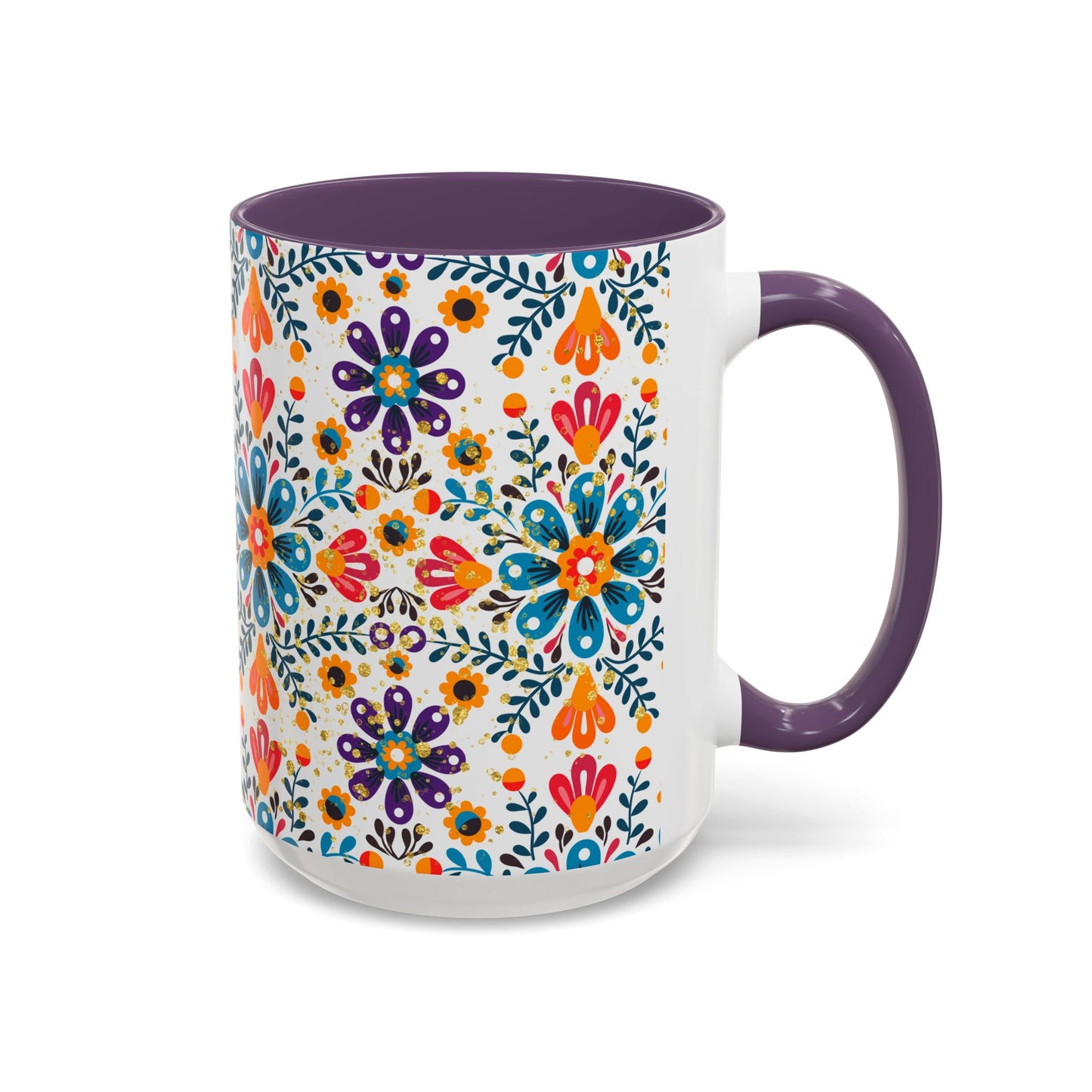 Boho Floral Coffee Mug – Folk Art Accent Mug | Colorful Ceramic Cup by Stardust Cove