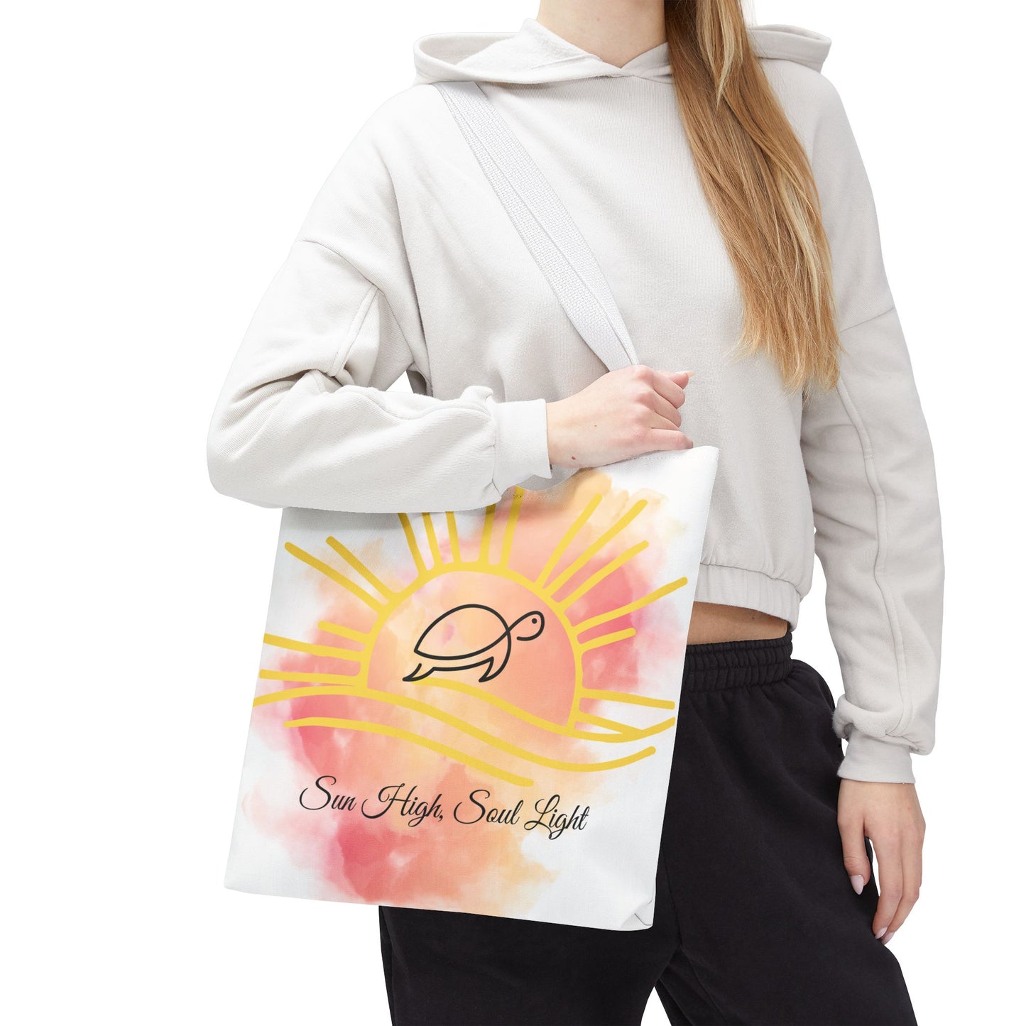 Sun High Tote Bag - Inspirational Turtle Design for Beach Lovers