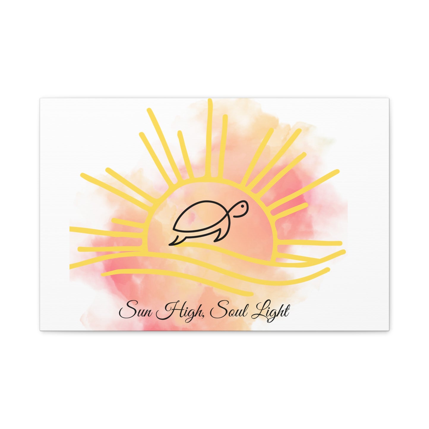 Sun High Soul Light Canvas – Watercolor Turtle & Sunrise Wall Art | Coastal Inspirational Decor
