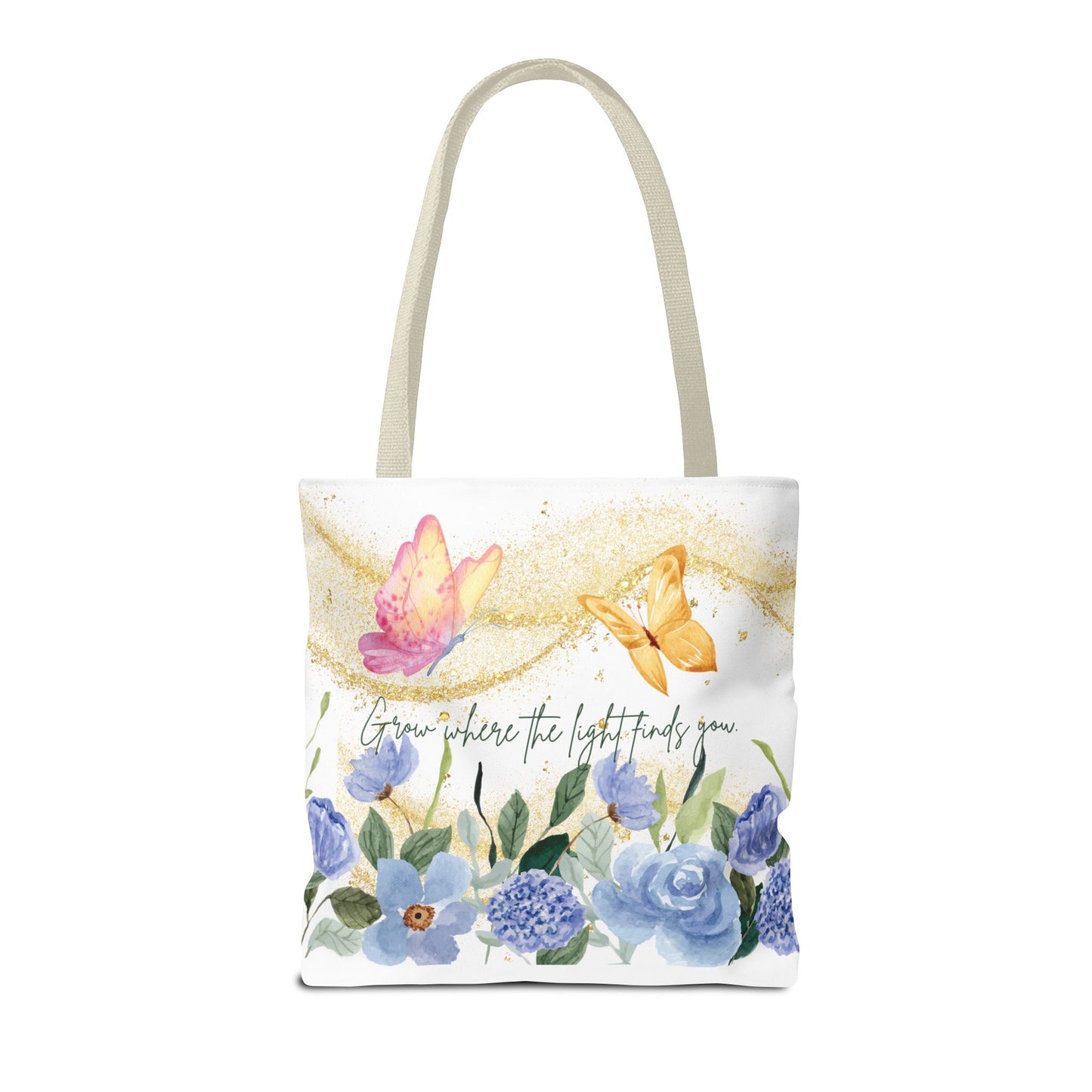 Inspirational Floral Tote Bag - "Grow Where the Light Finds You"
