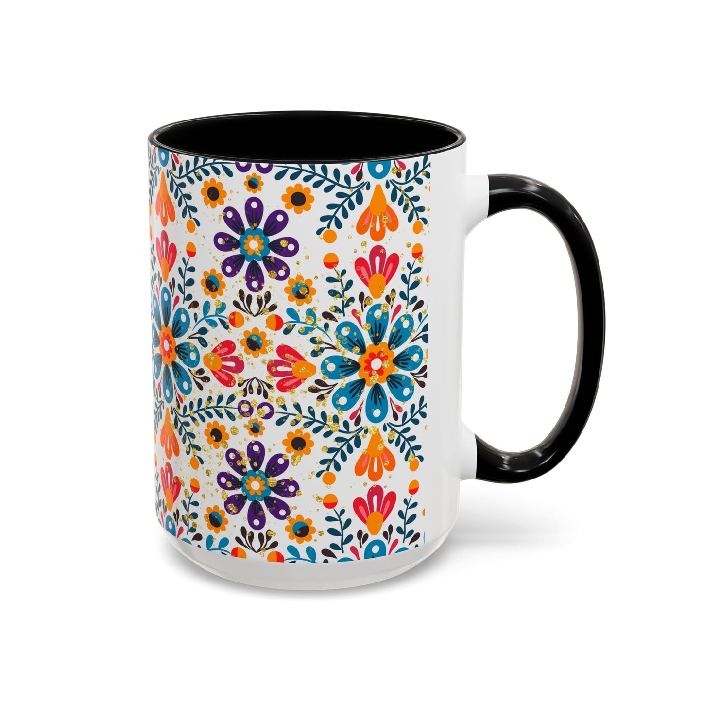 Boho Floral Coffee Mug – Folk Art Accent Mug | Colorful Ceramic Cup by Stardust Cove