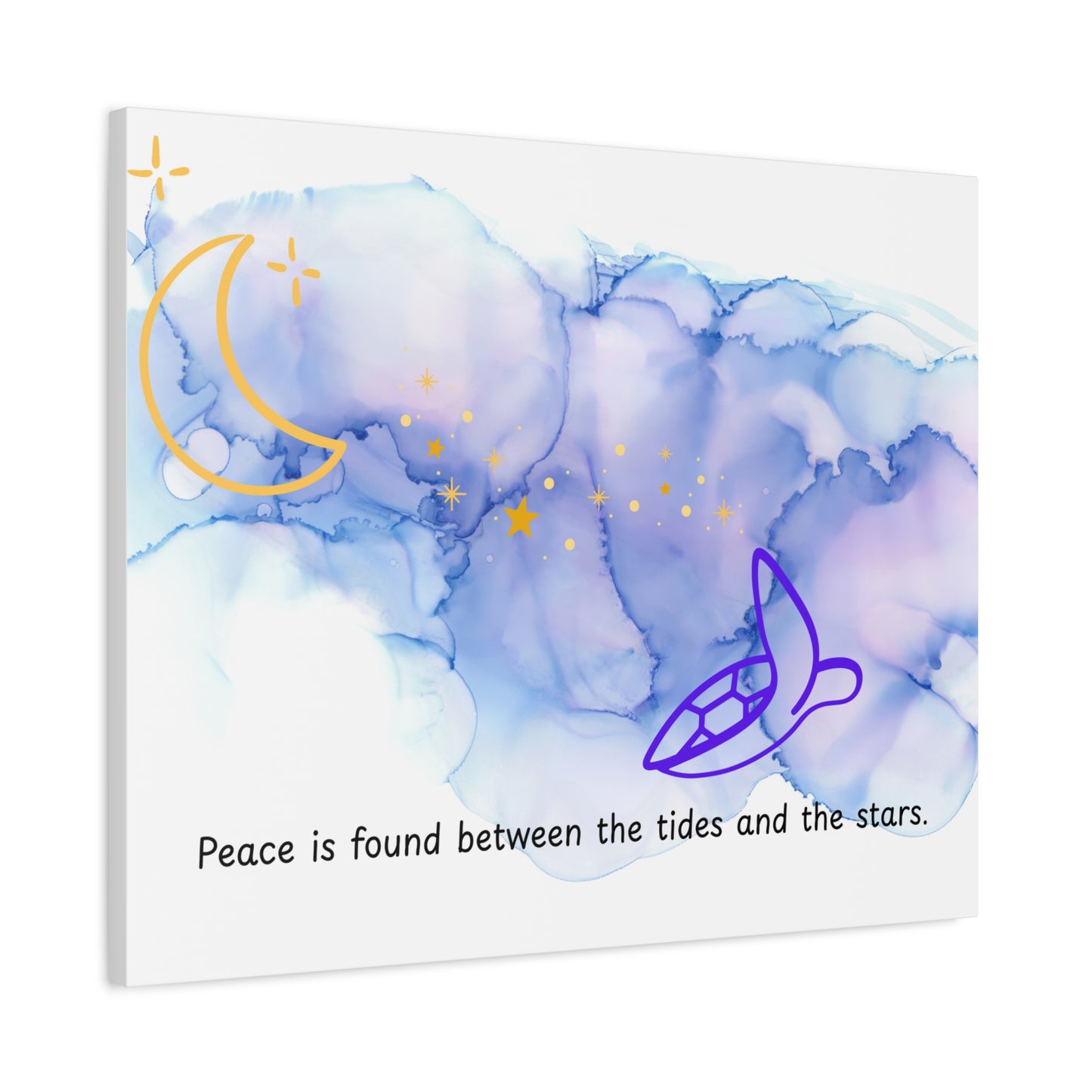 Inspirational Canvas Art - 'Peace is Found Between the Tides and the Stars' Celestial Ocean Canvas Wall Art – Moon, Stars & Tides Quote | Stardust Cove