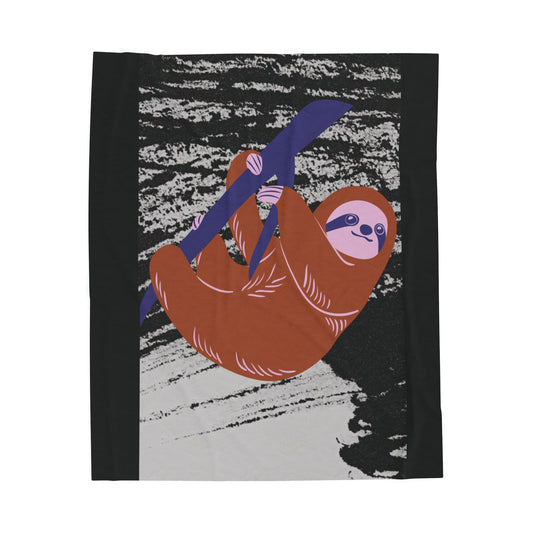 Cozy Sloth Velveteen Plush Blanket – Perfect for Relaxation and Snuggling
