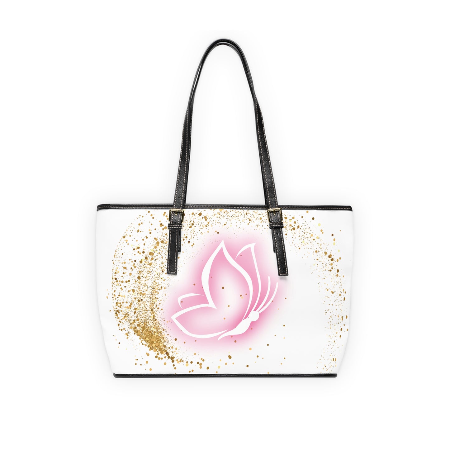 Elegant Butterfly Leather Shoulder Bag – White and Gold Purse – Inspirational Stylish Handbag