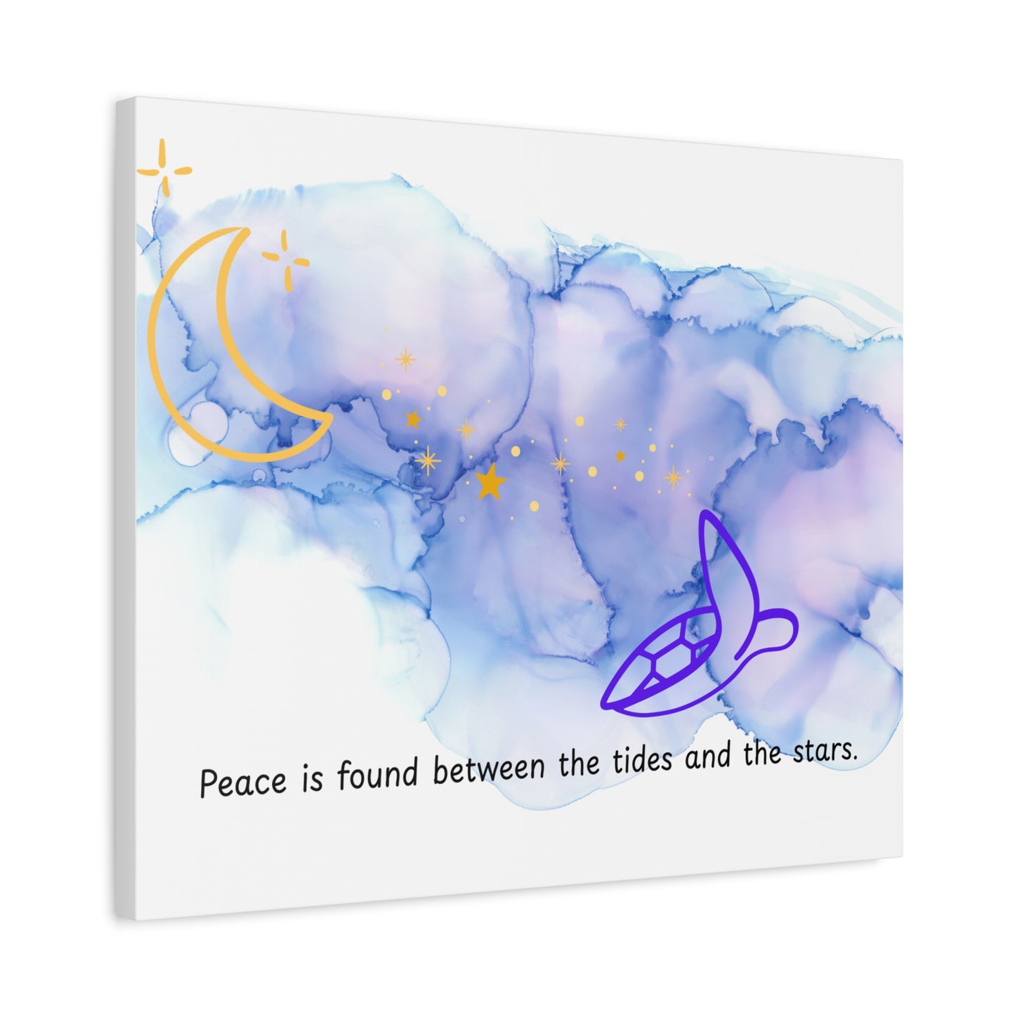 Inspirational Canvas Art - 'Peace is Found Between the Tides and the Stars' Celestial Ocean Canvas Wall Art – Moon, Stars & Tides Quote | Stardust Cove