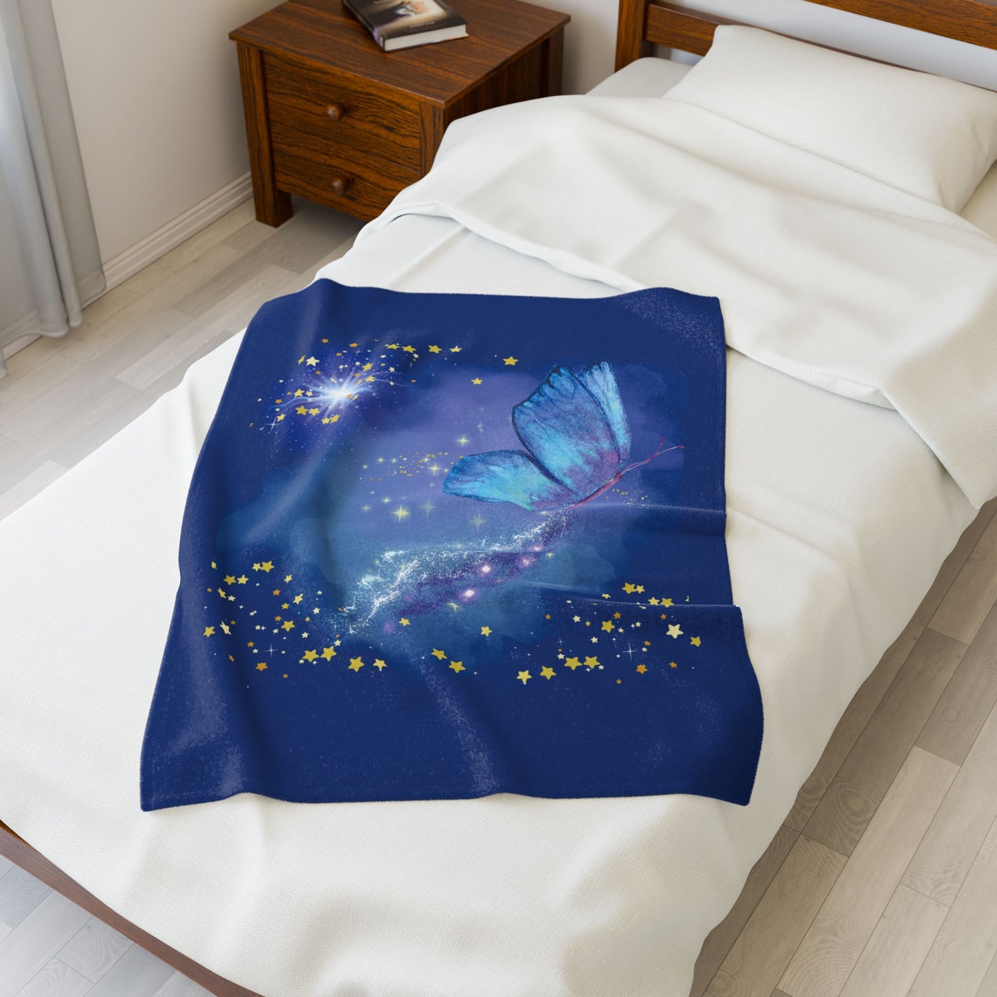 Celestial Butterfly Plush Blanket - Cozy Starry Throw for Comfort and Inspiration