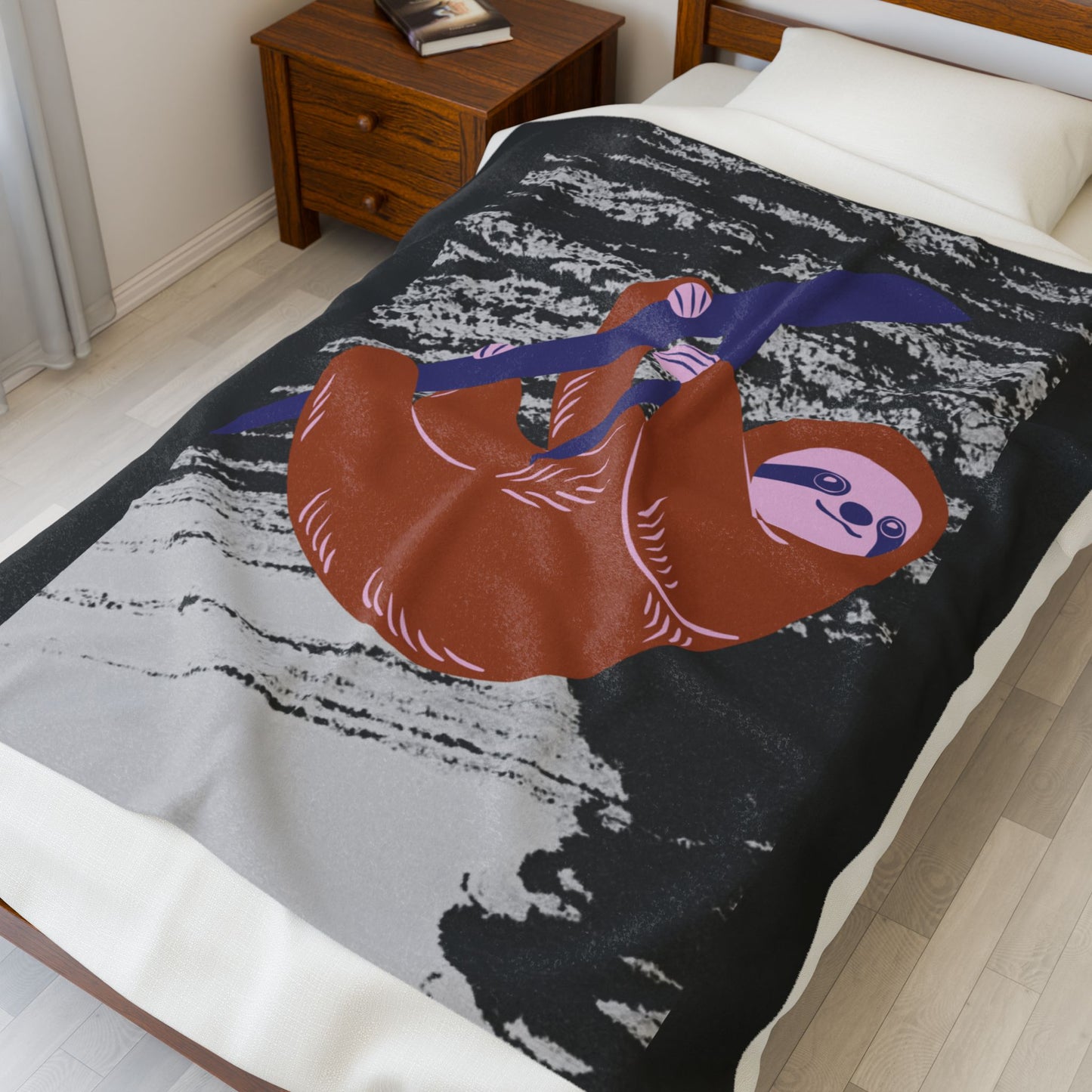 Cozy Sloth Velveteen Plush Blanket – Perfect for Relaxation and Snuggling