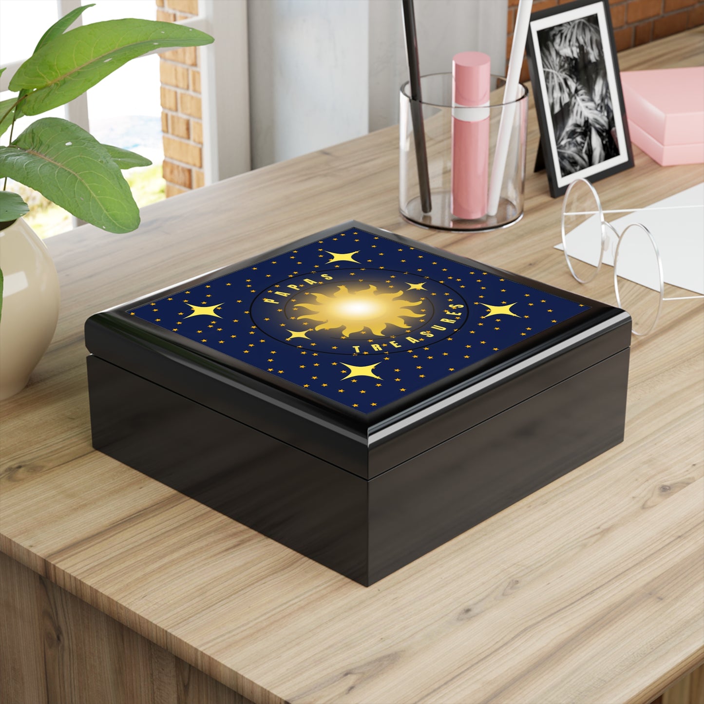 Papa’s Treasures Celestial Keepsake Box – Radiant Sun & Stars Design