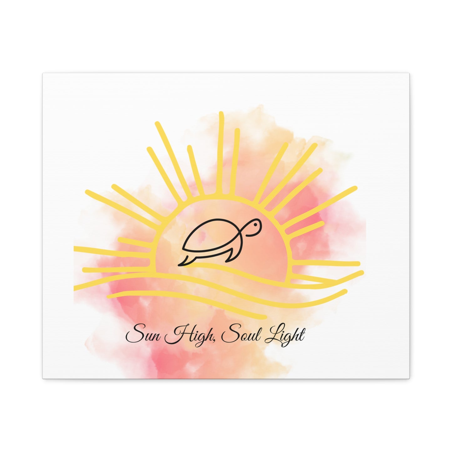 Sun High Soul Light Canvas – Watercolor Turtle & Sunrise Wall Art | Coastal Inspirational Decor
