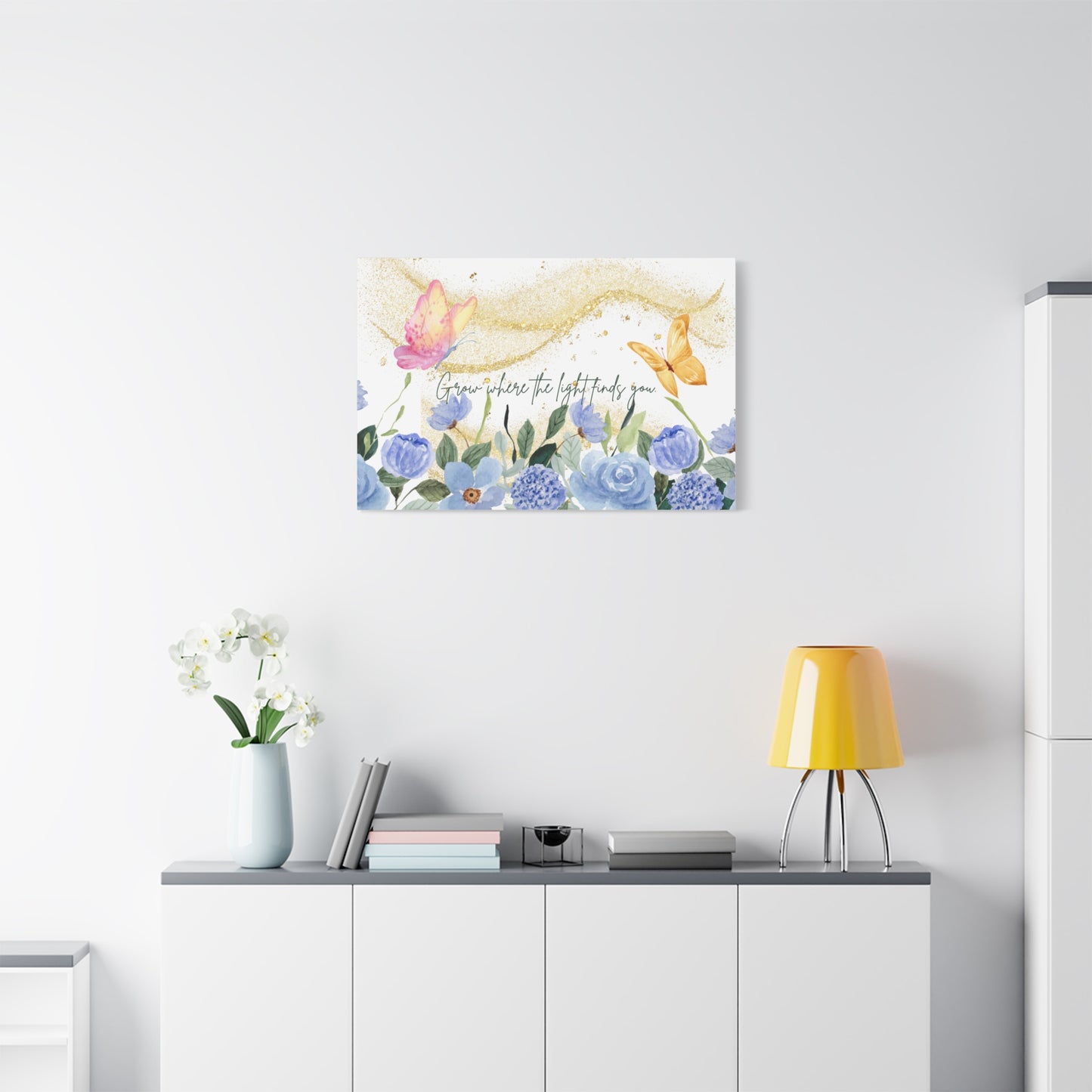 Inspirational Floral Canvas Art - "Grow Where the Light Finds You"