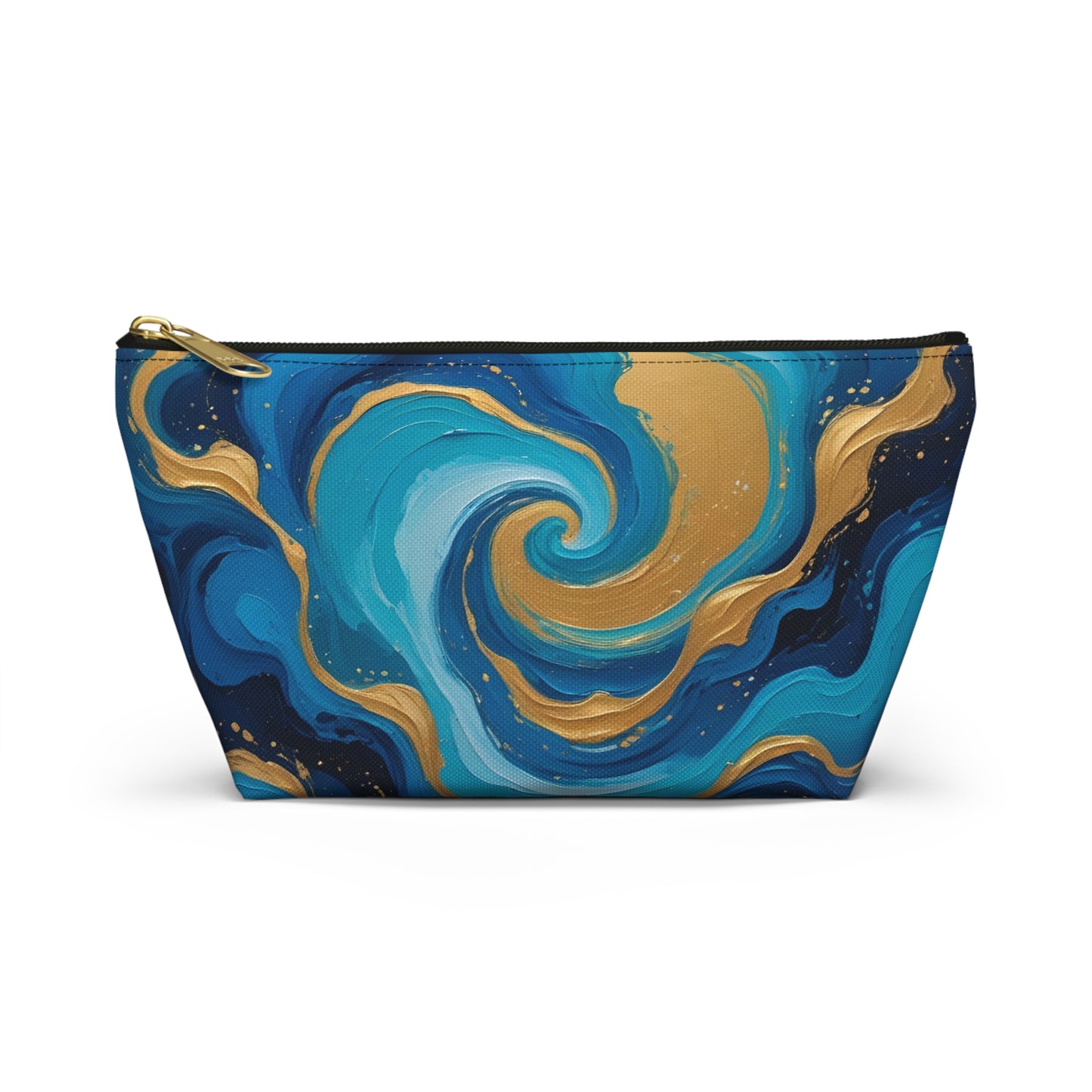 Tide Dreams Accessory Pouch – Celestial Blue & Gold Swirl Bag