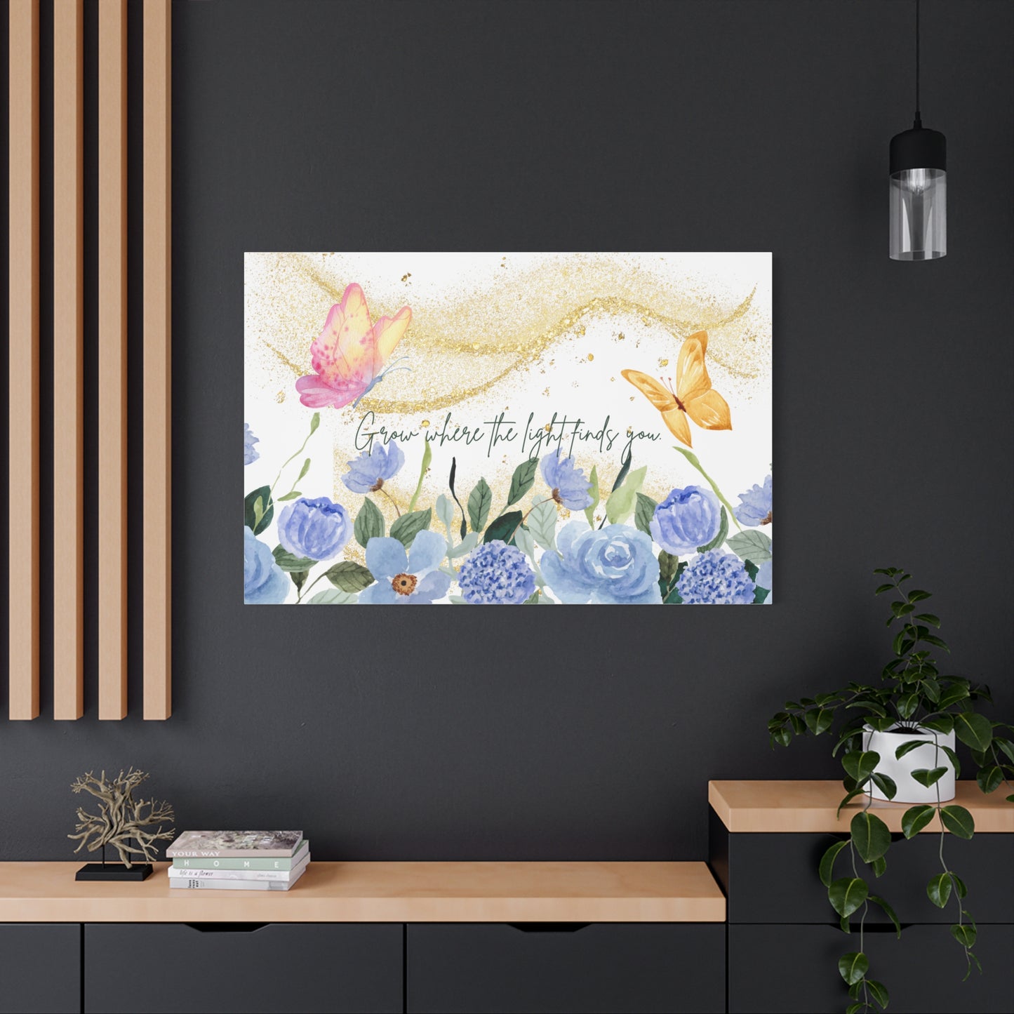 Inspirational Floral Canvas Art - "Grow Where the Light Finds You"