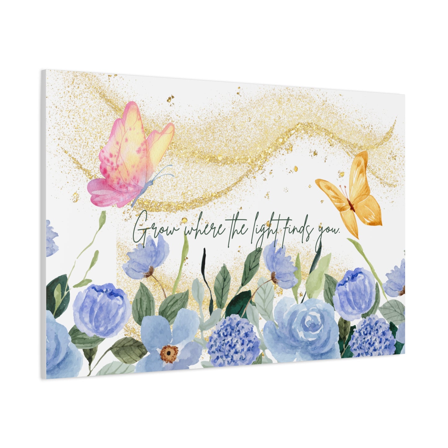 Inspirational Floral Canvas Art - "Grow Where the Light Finds You"