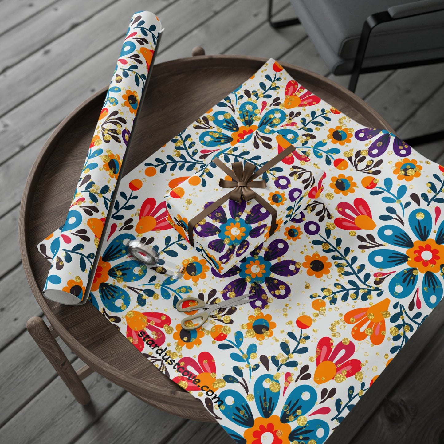 Vibrant Floral Wrapping Paper, Colorful Gift Wrap, Birthday, Holiday, Celebration, Eco-Friendly, Handmade