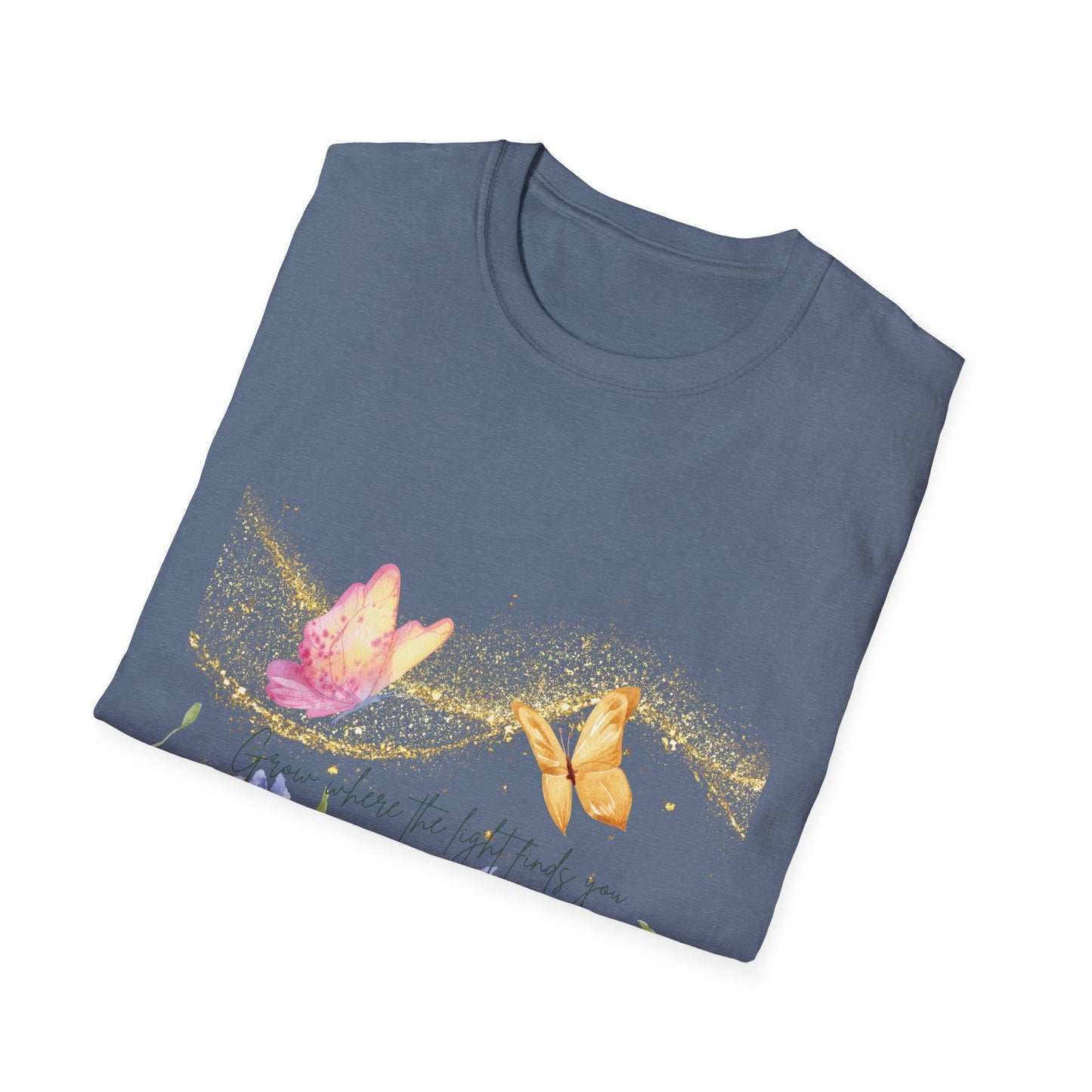 Butterfly Blossom Unisex Softstyle T-Shirt - Inspirational Floral Design