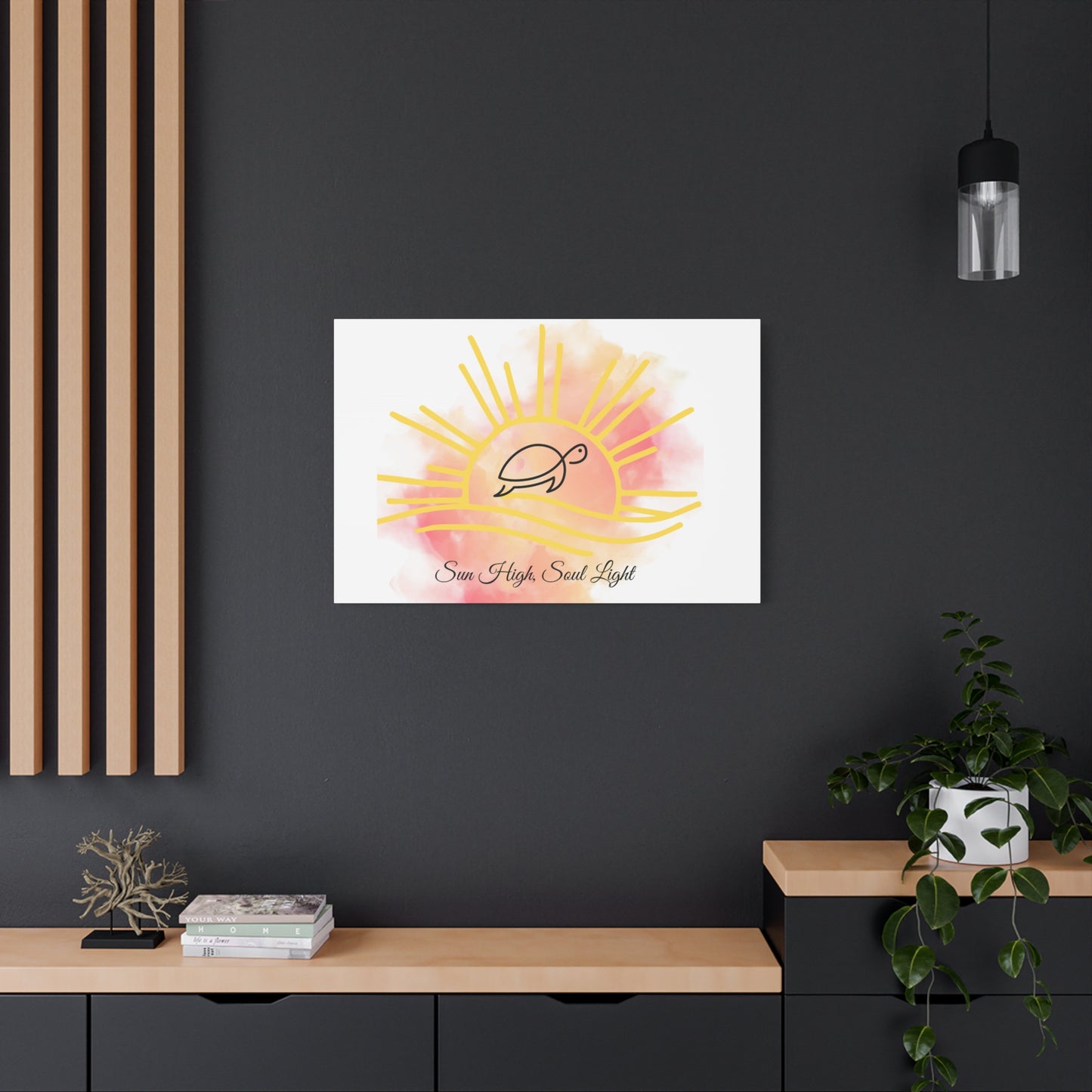 Sun High Soul Light Canvas – Watercolor Turtle & Sunrise Wall Art | Coastal Inspirational Decor