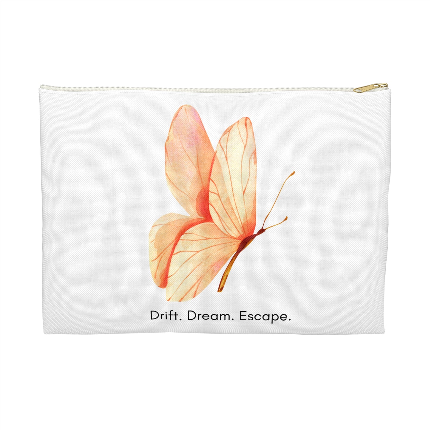 Drift. Dream. Escape. Butterfly Pouch – Inspirational Accessory Bag | Makeup, Journal, Travel Case | Stardust Cove