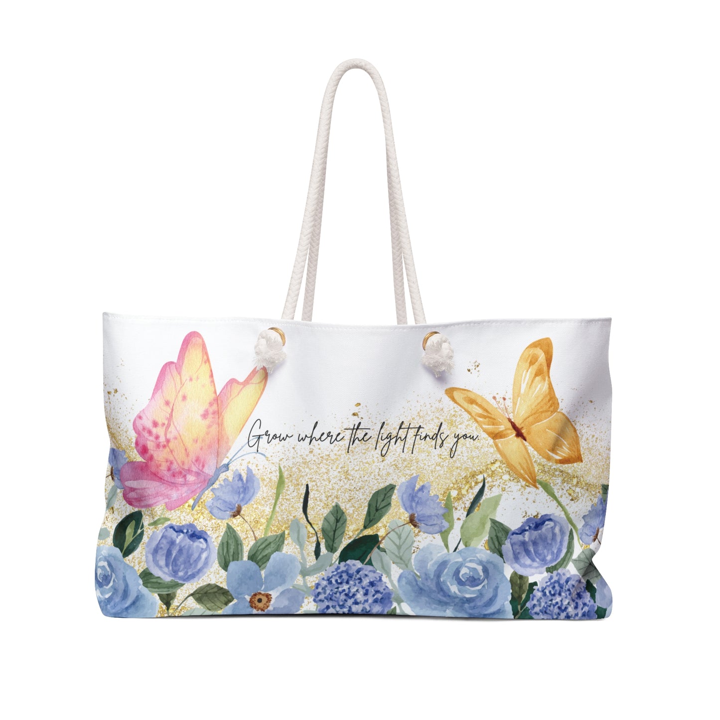 Floral Butterfly Weekender Bag - "Grow Wherever the Light Finds You"