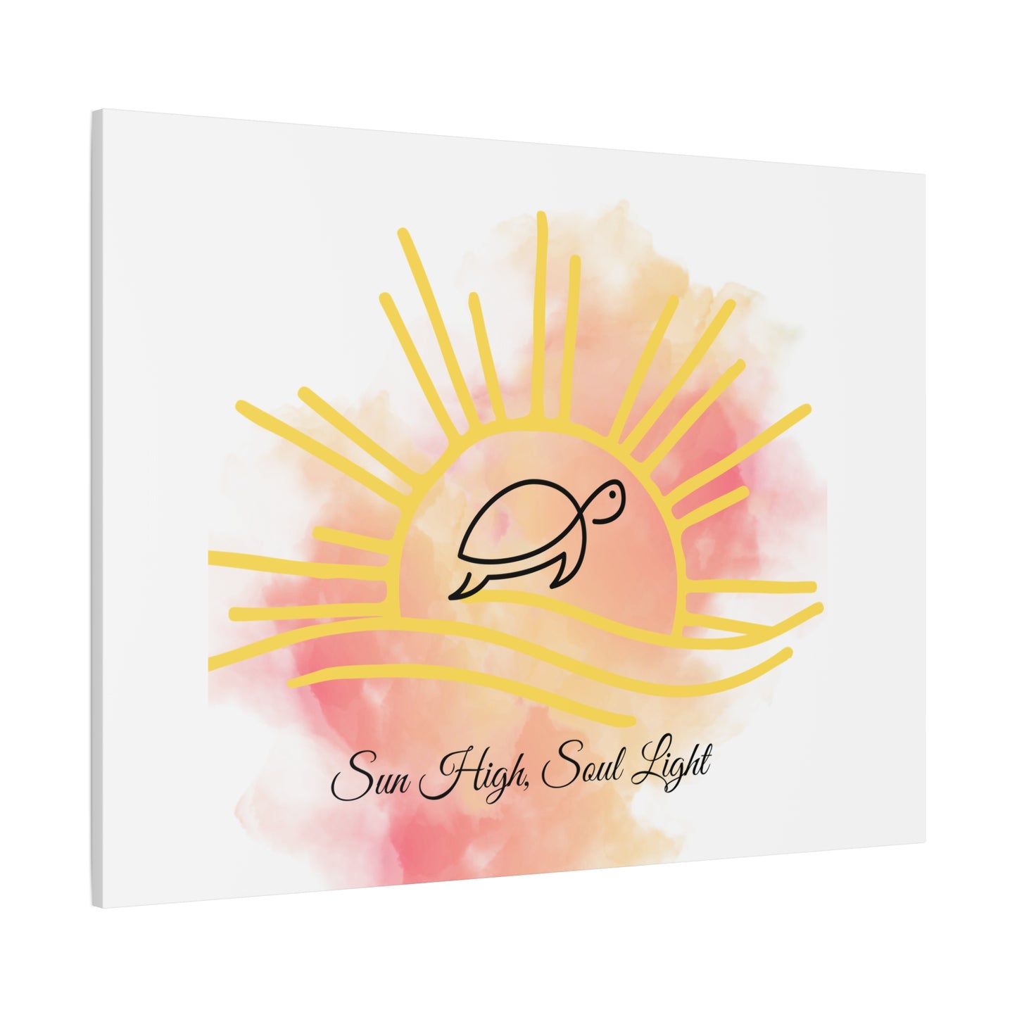 Sun High Soul Light Canvas – Watercolor Turtle & Sunrise Wall Art | Coastal Inspirational Decor