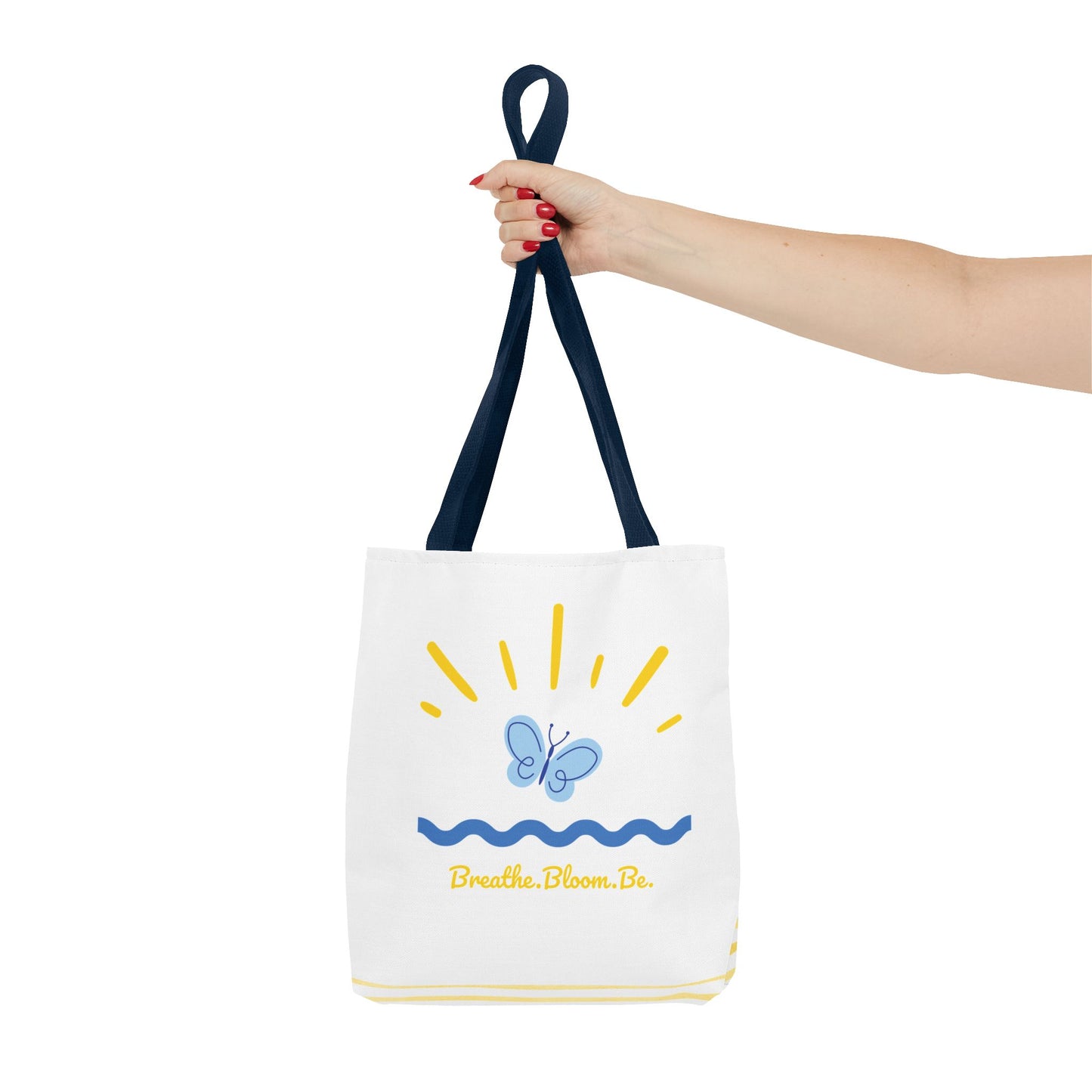 Butterfly and Stripes AOP Tote Bag - Stylish Shopping Bag, Eco-Friendly Gift, Summer Vibes, Beach Ready, Everyday Use