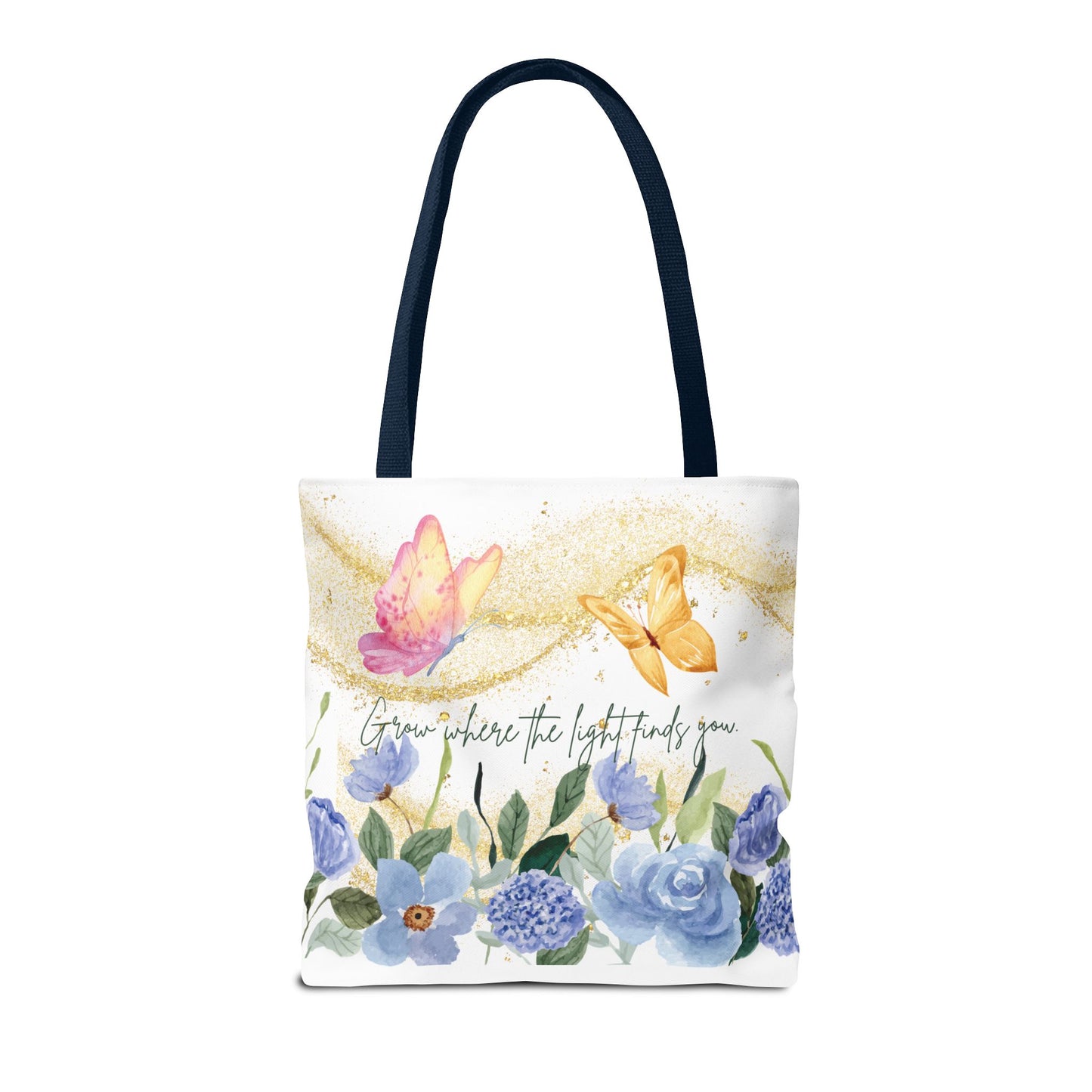 Inspirational Floral Tote Bag - "Grow Where the Light Finds You"