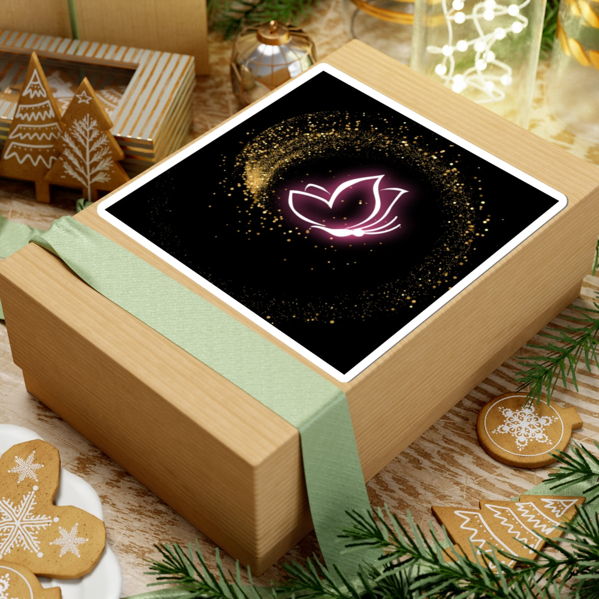 Elegant Butterfly Kiss-Cut Stickers | Sparkling Gold Design for Personalization