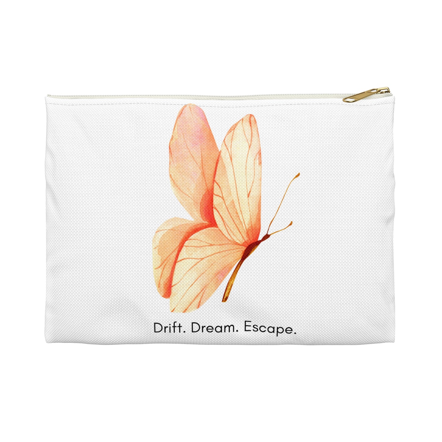 Drift. Dream. Escape. Butterfly Pouch – Inspirational Accessory Bag | Makeup, Journal, Travel Case | Stardust Cove