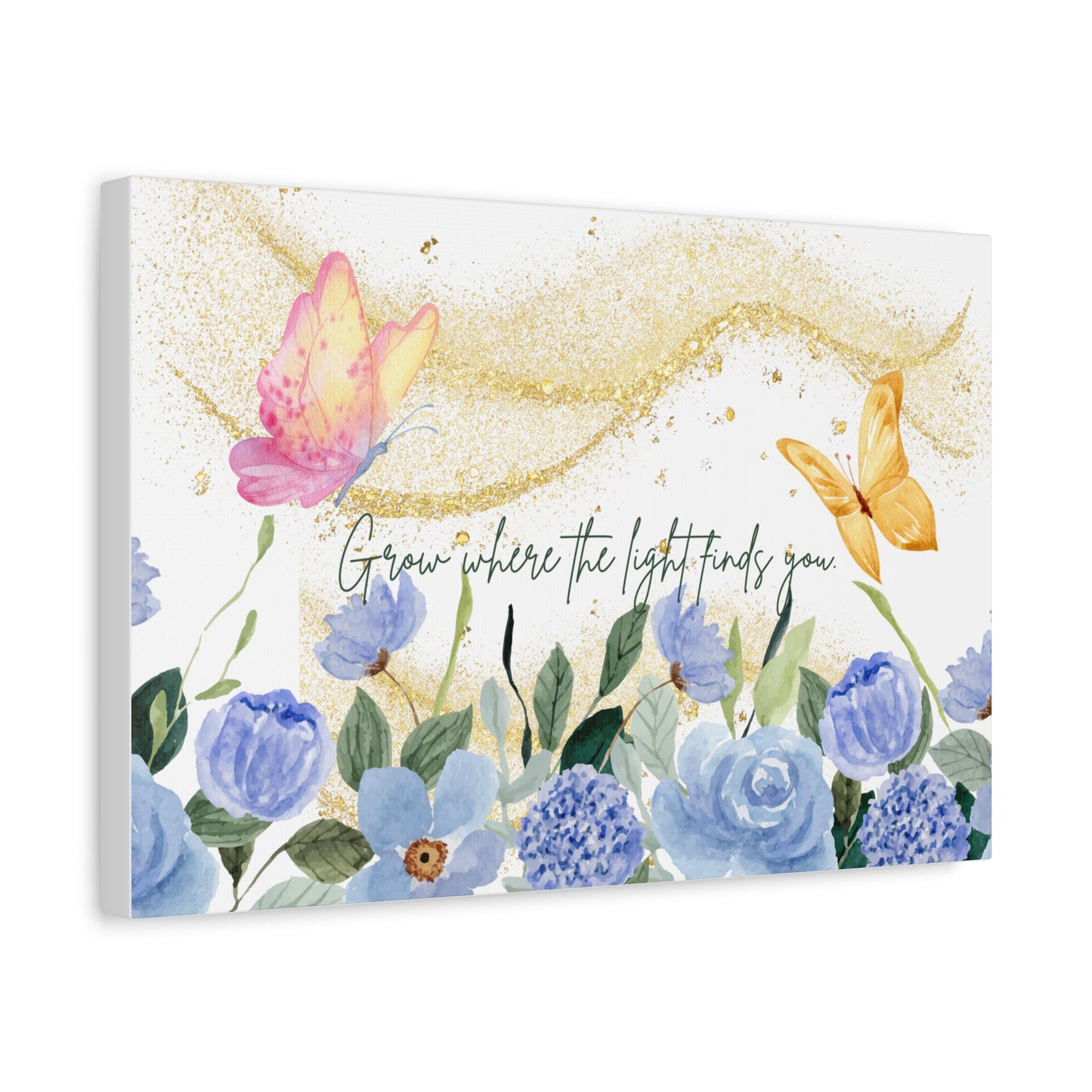 Inspirational Floral Canvas Art - "Grow Where the Light Finds You"
