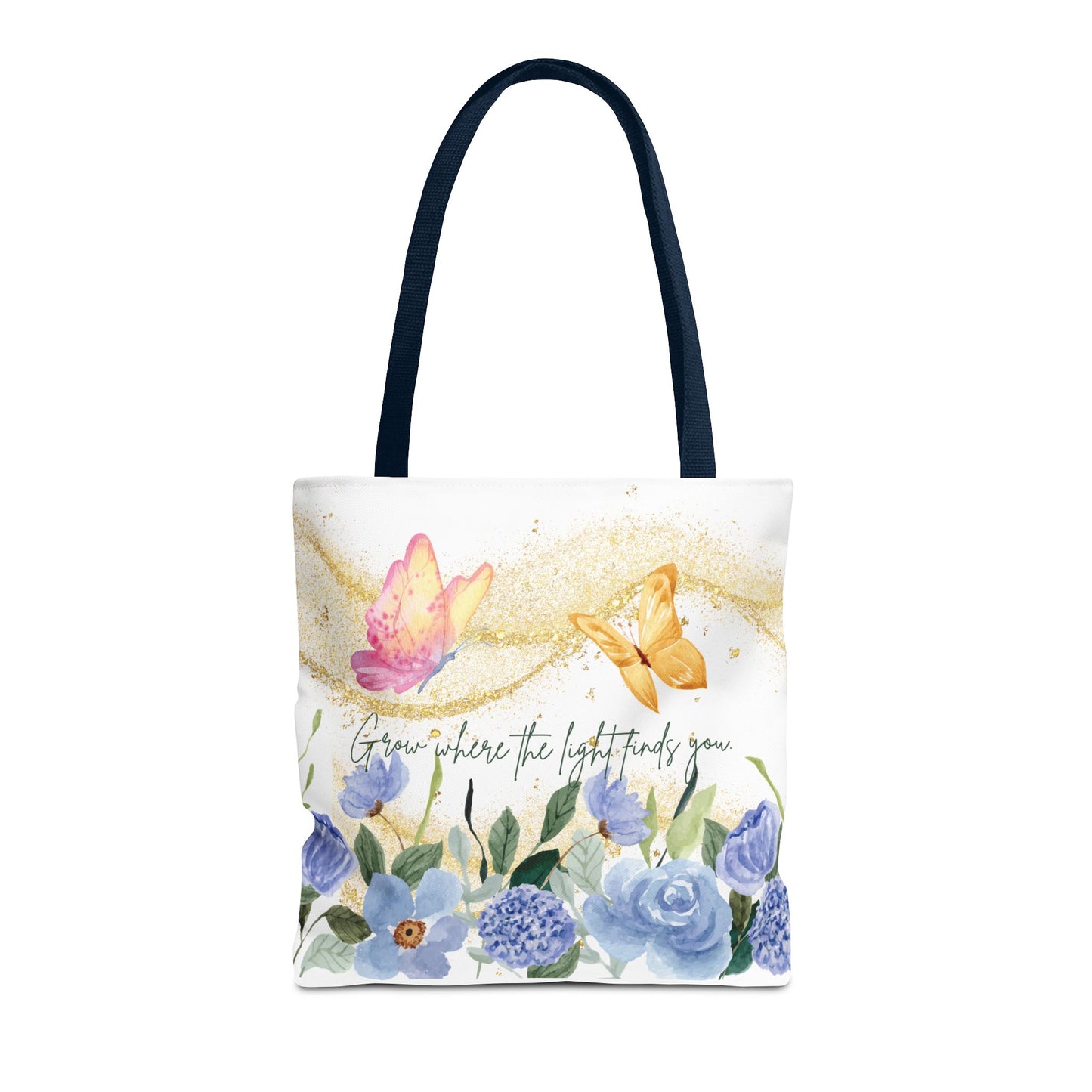 Inspirational Floral Tote Bag - "Grow Where the Light Finds You"
