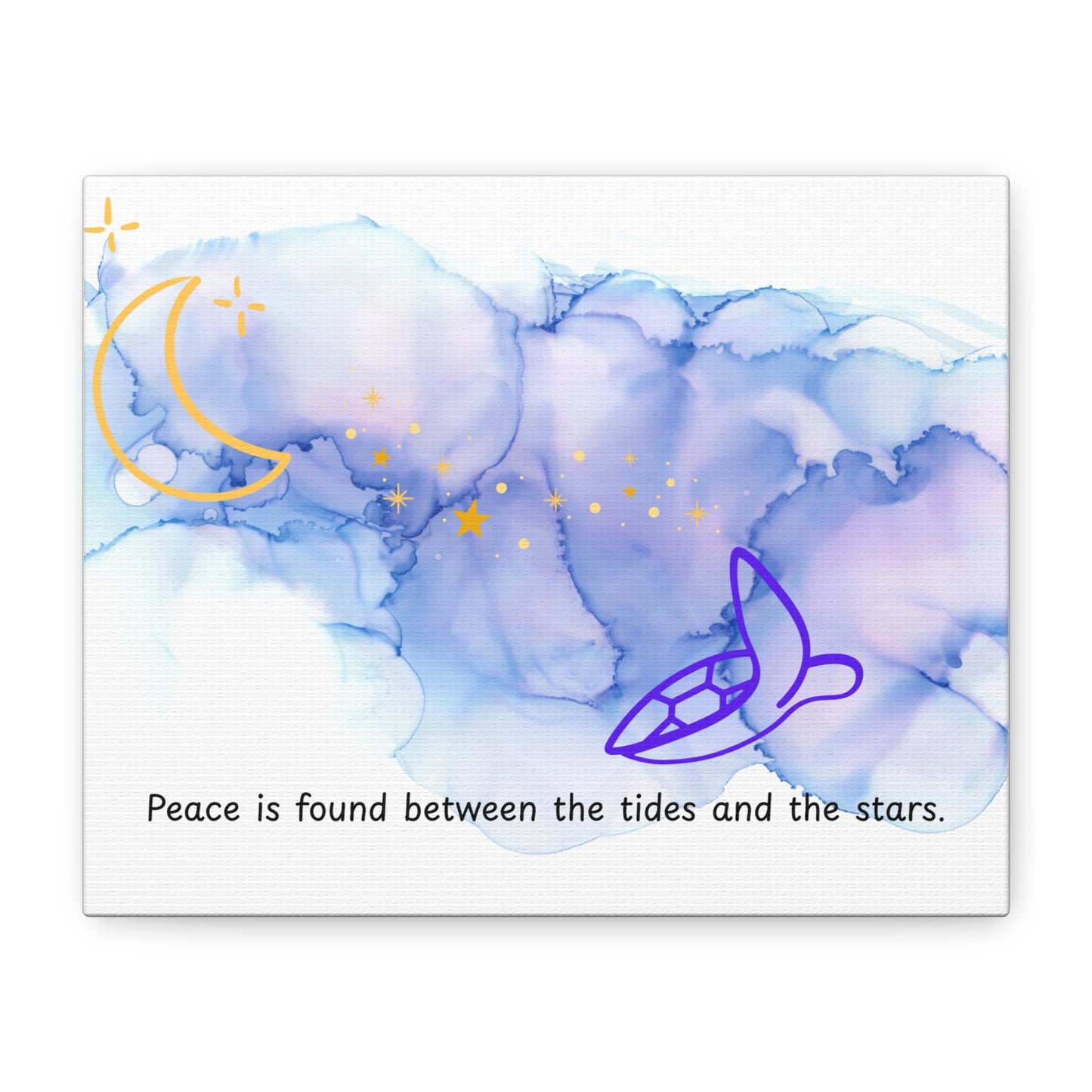 Inspirational Canvas Art - 'Peace is Found Between the Tides and the Stars' Celestial Ocean Canvas Wall Art – Moon, Stars & Tides Quote | Stardust Cove