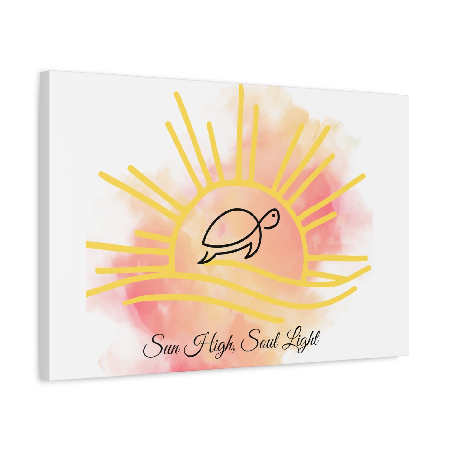 Sun High Soul Light Canvas – Watercolor Turtle & Sunrise Wall Art | Coastal Inspirational Decor