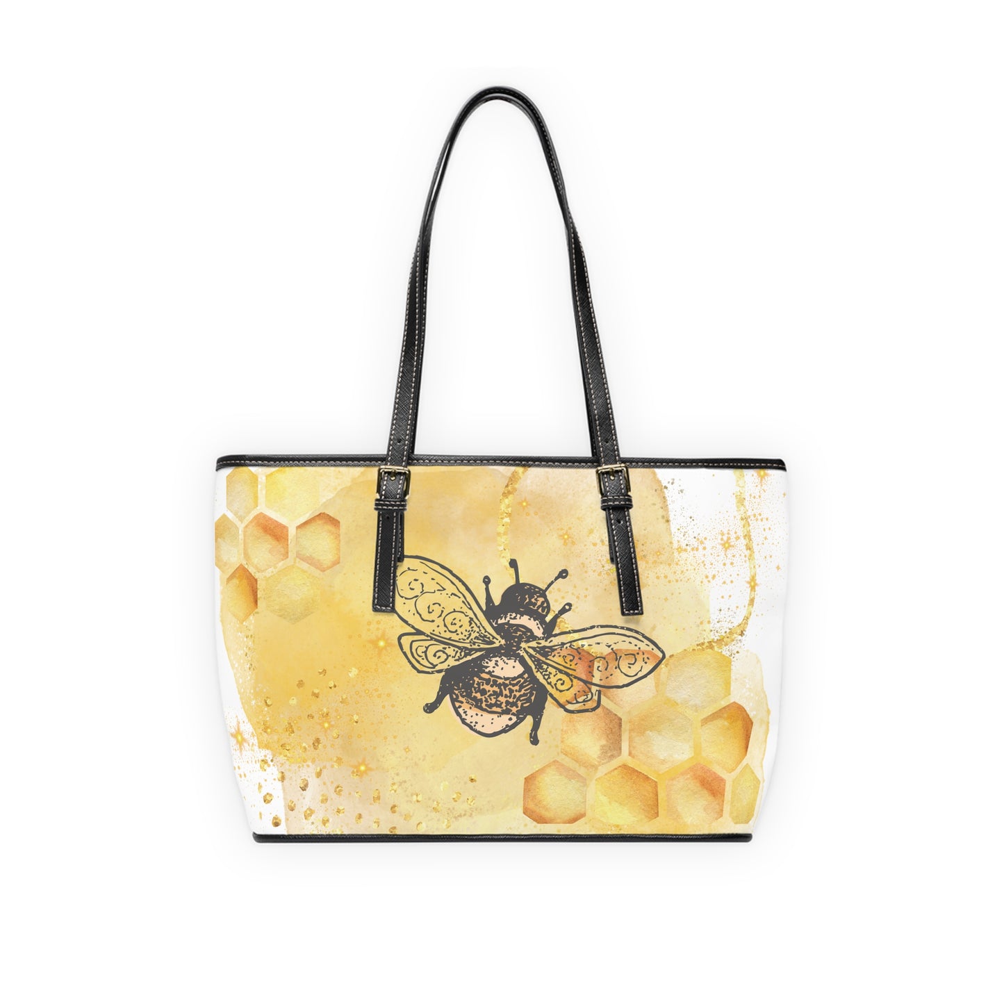 Bee and Honeycomb PU Leather Tote Bag – Whimsical Shoulder Purse | Stardust Cove