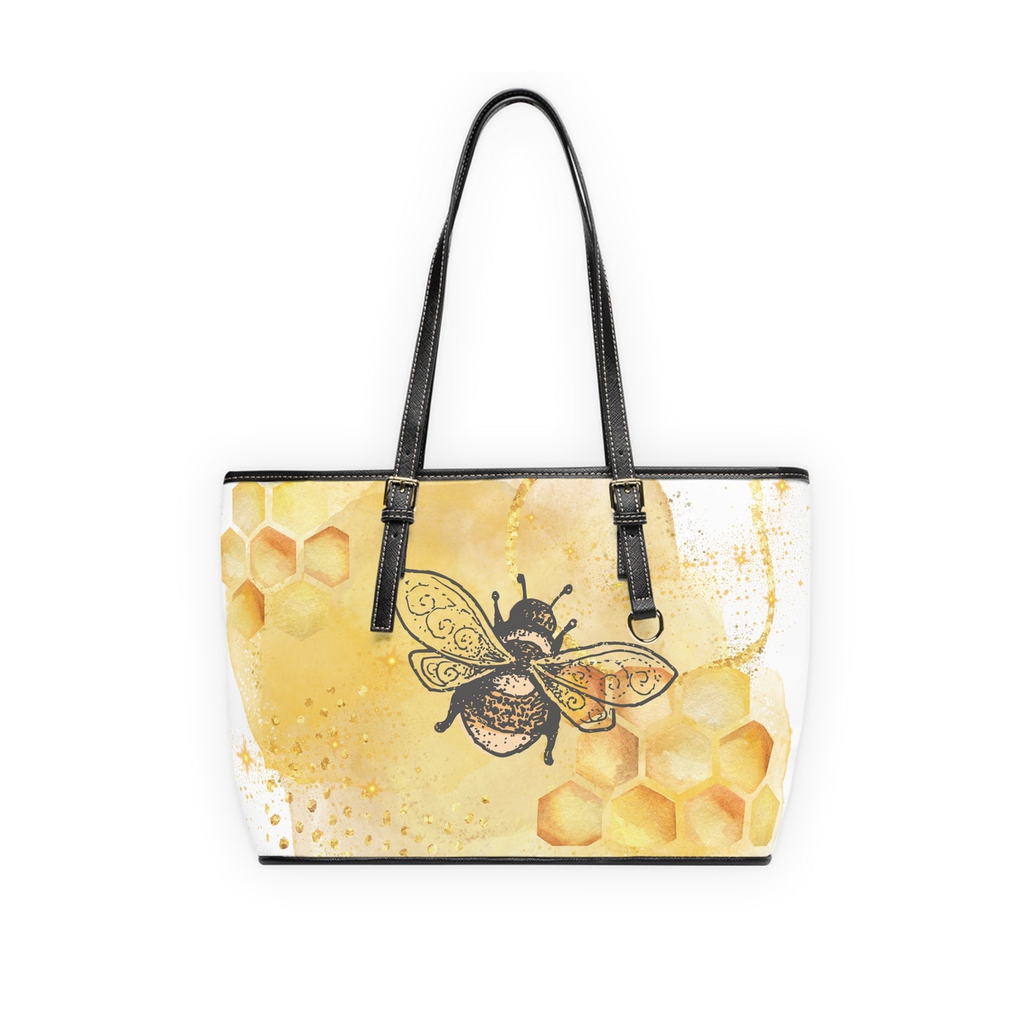 Bee and Honeycomb PU Leather Tote Bag – Whimsical Shoulder Purse | Stardust Cove