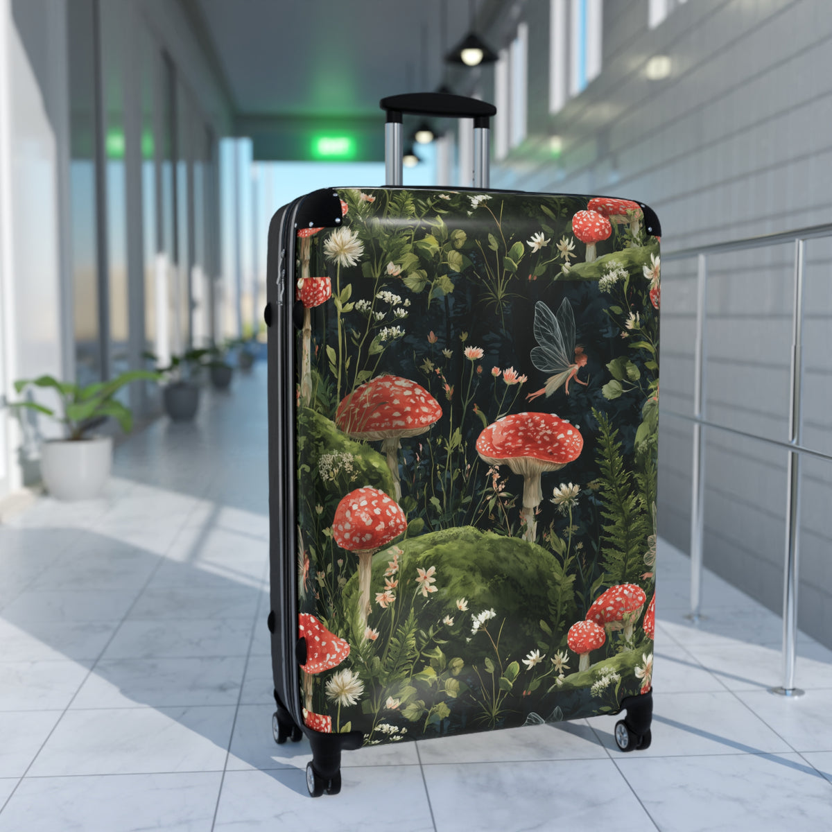 Mushroom Forest Suitcase – Botanical Toadstool Carry-On Luggage
