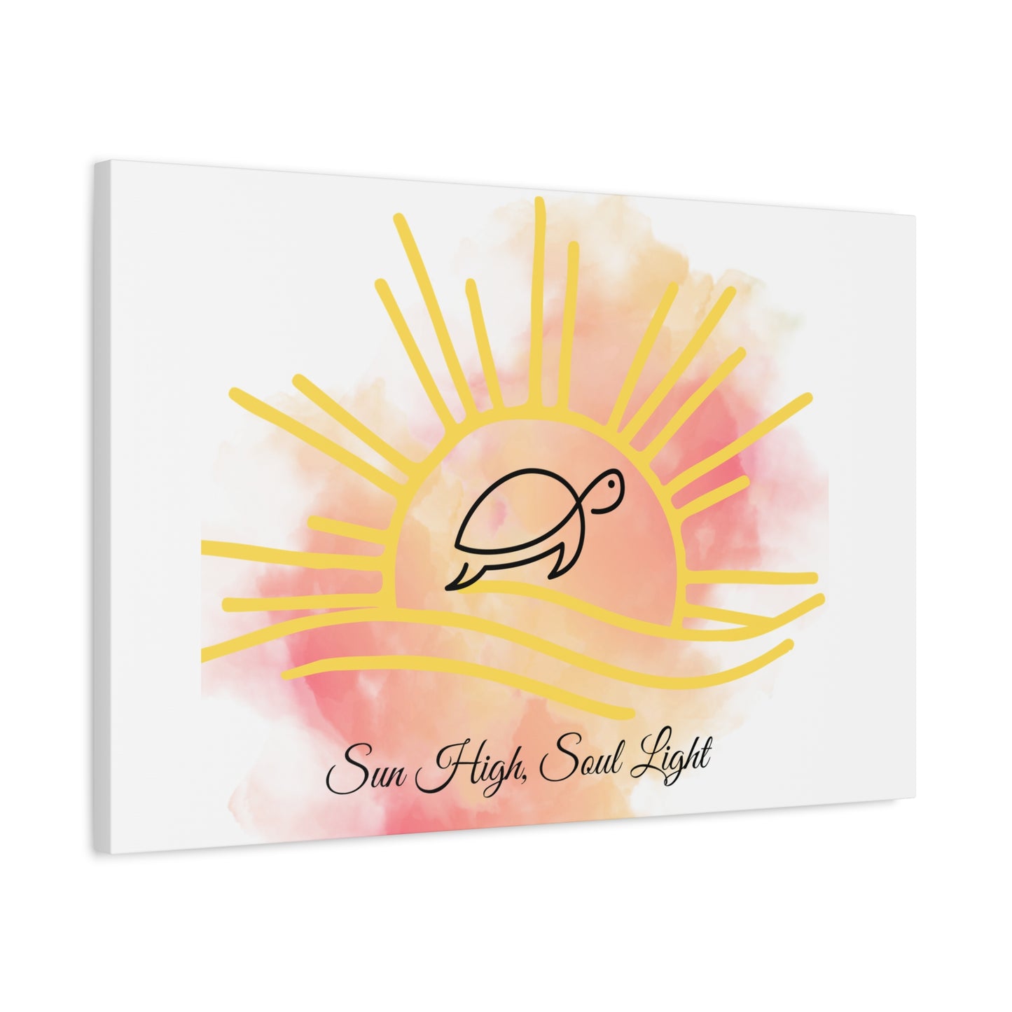 Sun High Soul Light Canvas – Watercolor Turtle & Sunrise Wall Art | Coastal Inspirational Decor