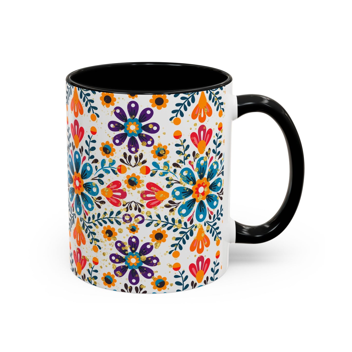 Boho Floral Coffee Mug – Folk Art Accent Mug | Colorful Ceramic Cup by Stardust Cove