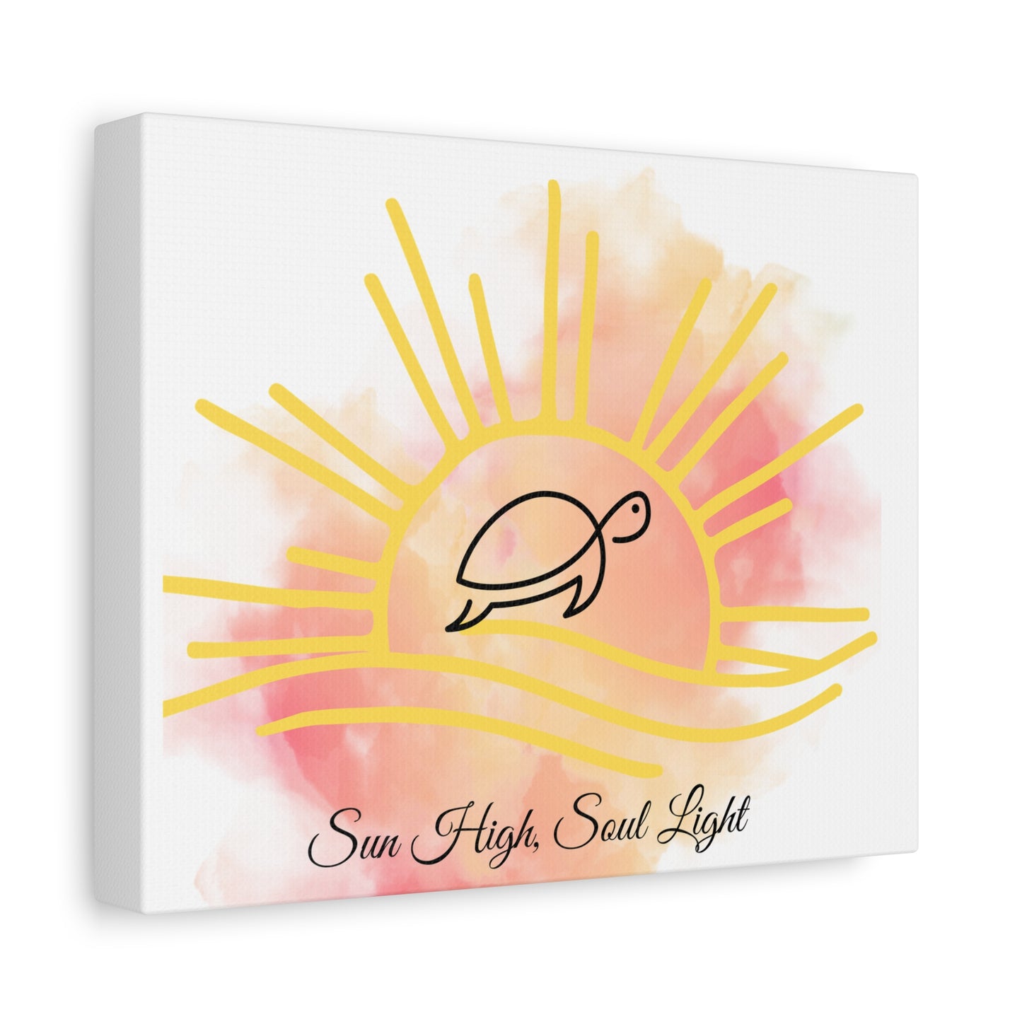 Sun High Soul Light Canvas – Watercolor Turtle & Sunrise Wall Art | Coastal Inspirational Decor