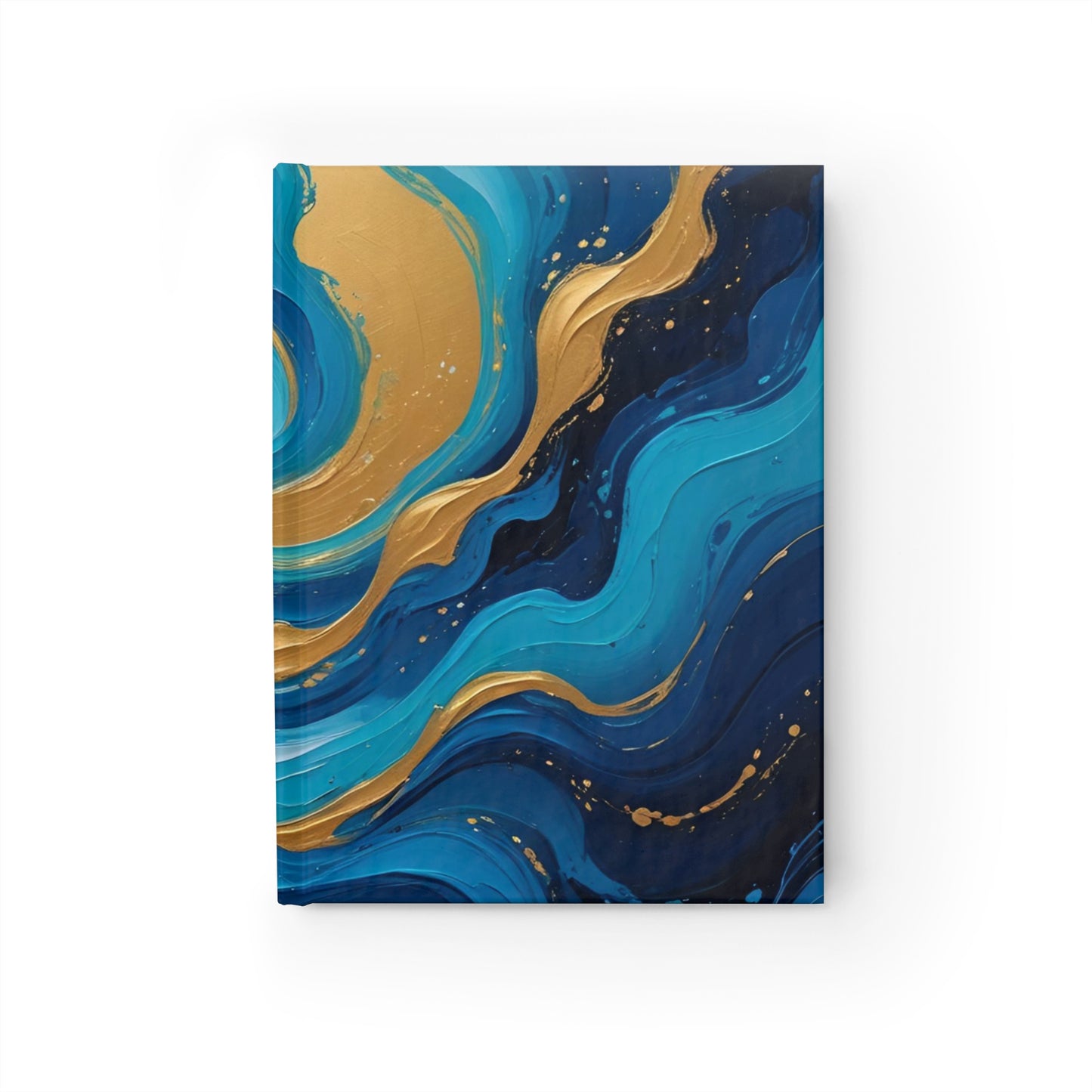 Tide Dreams Journal – Celestial Ocean Abstract Hardcover Notebook, Blue and Gold Swirl Gift for Writers, Dreamers, and Artists