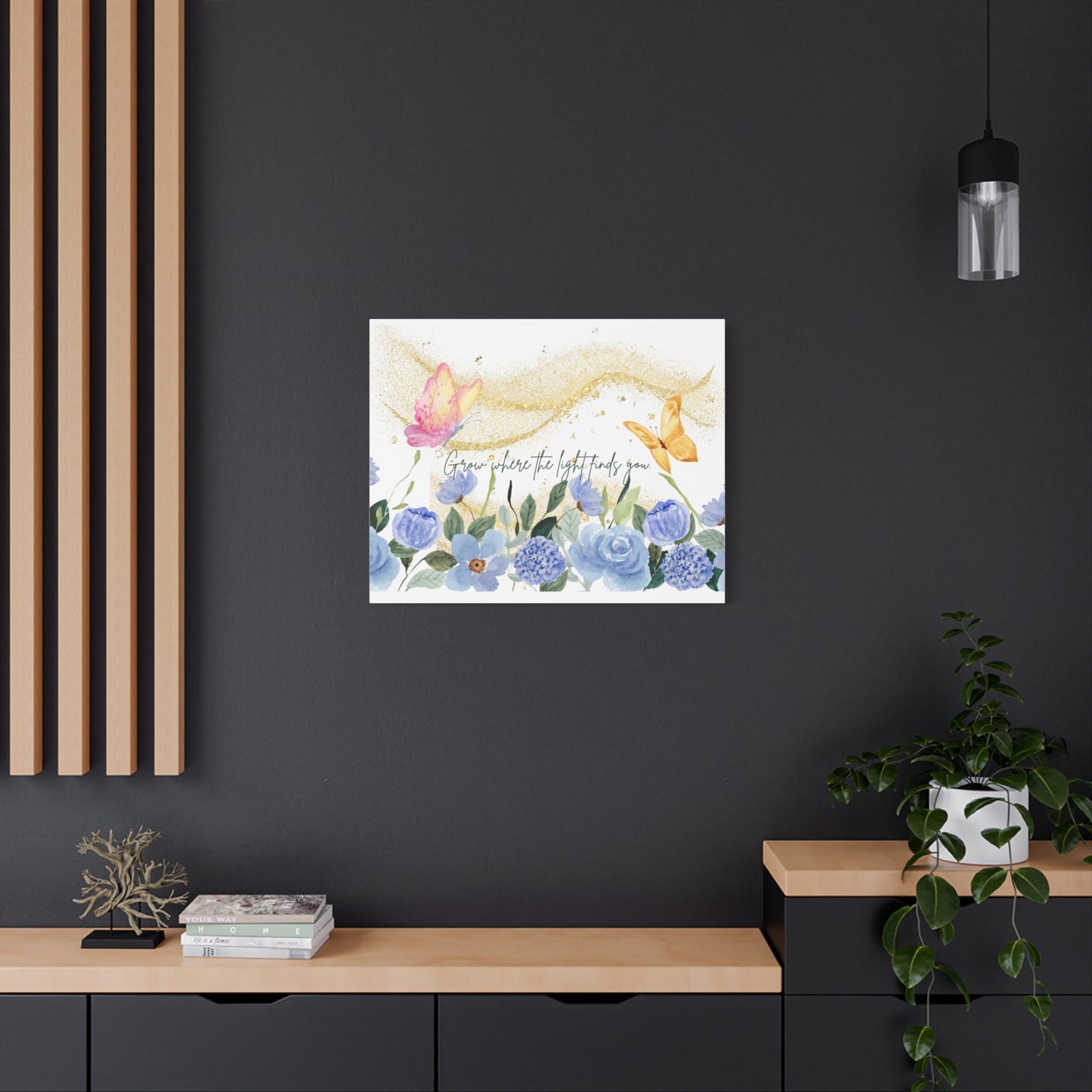 Inspirational Floral Canvas Art - "Grow Where the Light Finds You"