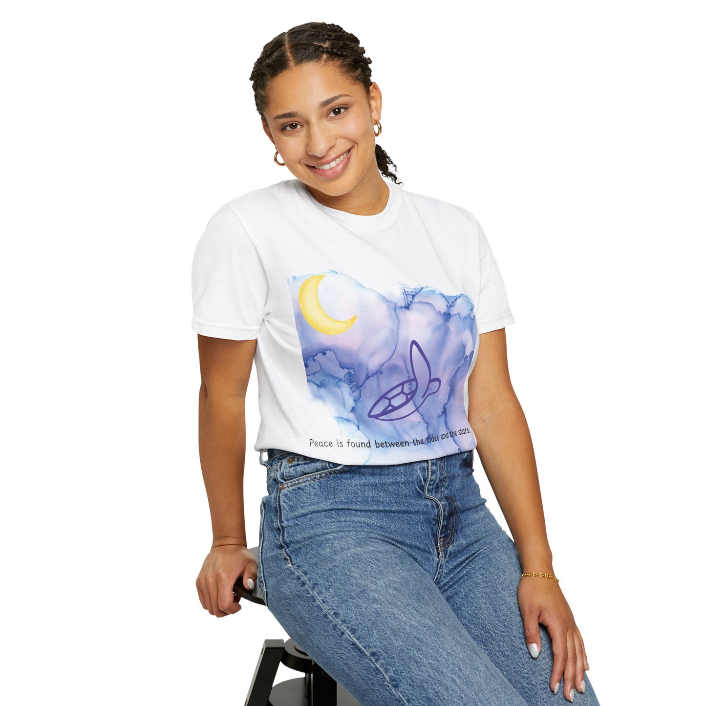 Celestial Sea Turtle T-Shirt – Watercolor Turtle and Moon Tee | Ocean Spirit Shirt by Stardust Cove