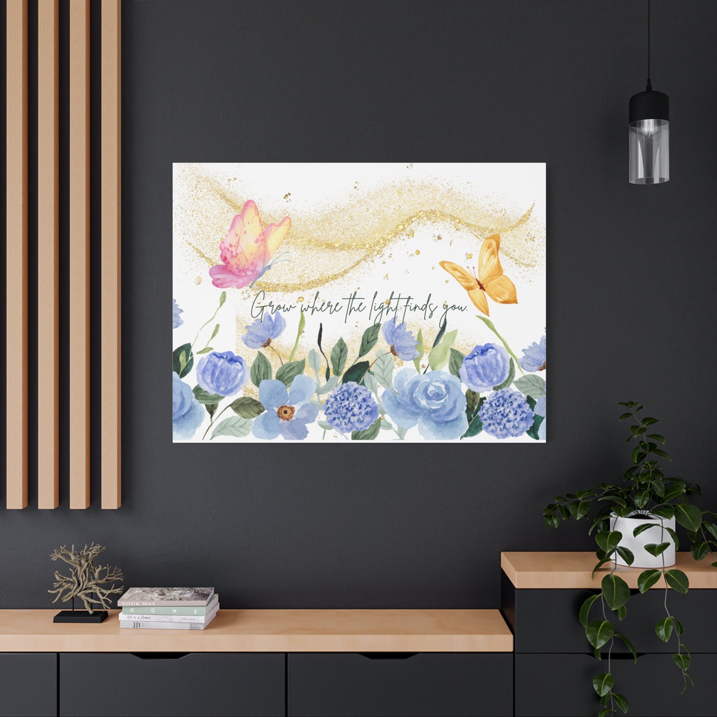 Inspirational Floral Canvas Art - "Grow Where the Light Finds You"